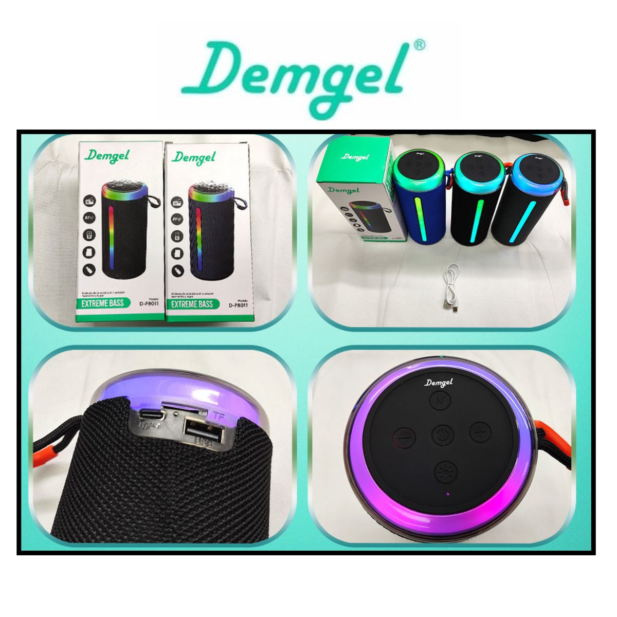 GENERICO - Parlante Demgel Extreme Bass 18 cm 10 Watts 2h. al 50% Bluettooth/Micro SD/USB D-P8011 (Color Negro)