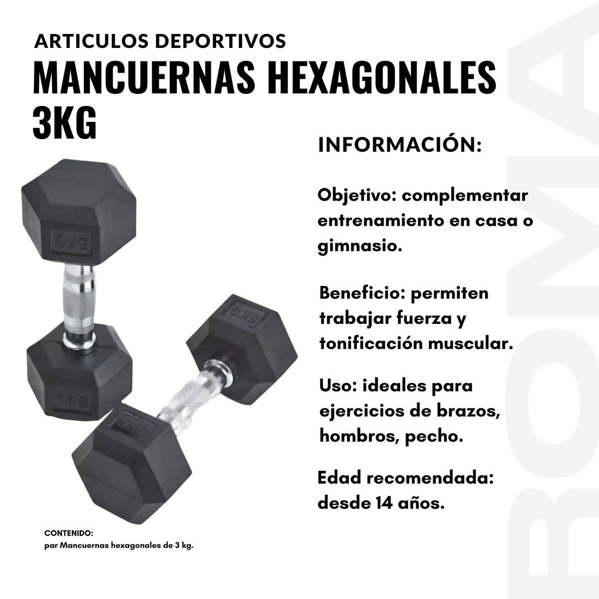 GENERICO - MANCUERNAS HEXAGONALES 3KG