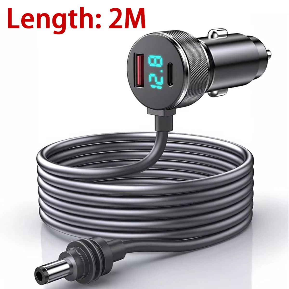 OEM - Cargador de Auto Para Starlink Mini 3 en 1 con Pantalla Digital - 2 Metros - Puertos USB A y C