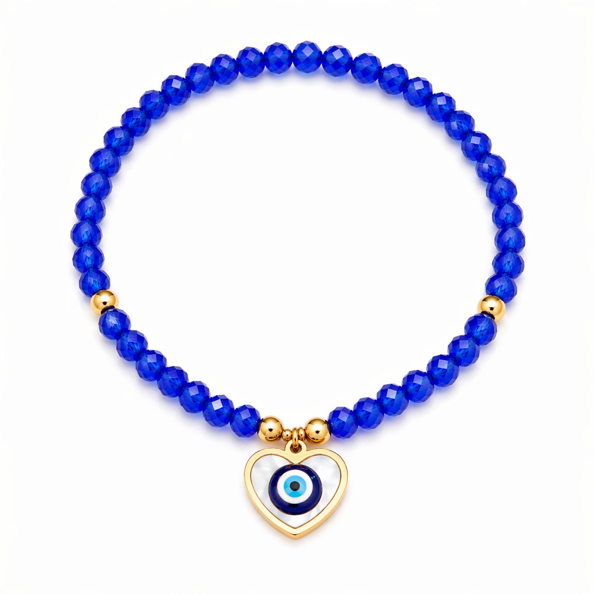 GENERICO - Pulsera Ojo Turco Azul con Muranos 4mm Mujer Acero Inoxidable Ajustable