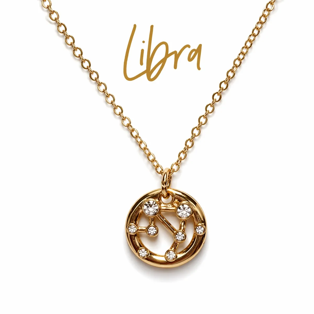 CYZONE - Collar Signo Zodiacal - Libra - Dorado con brillantes - Cyzone