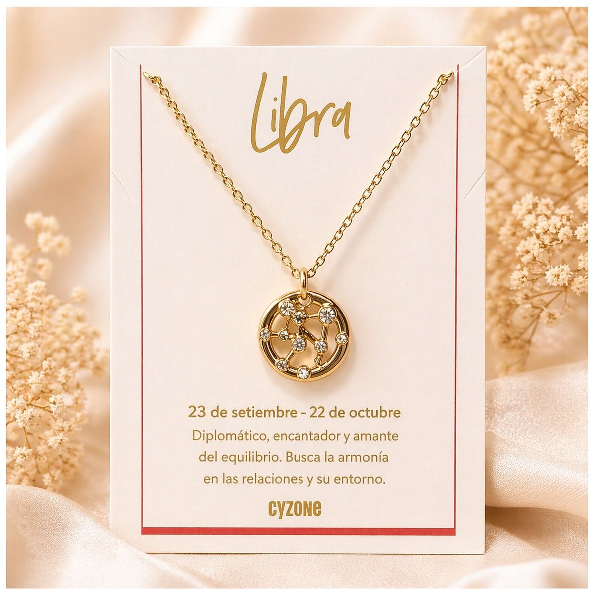 CYZONE - Collar Signo Zodiacal - Libra - Dorado con brillantes - Cyzone