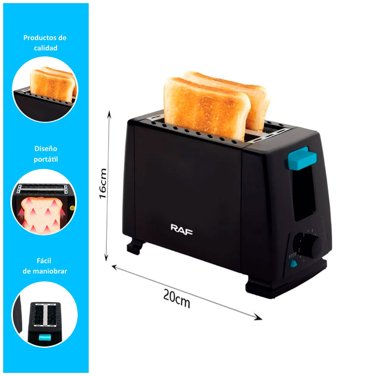 GENERICO - Tostadora RAF Rebanadas de Pan en Molde 650W