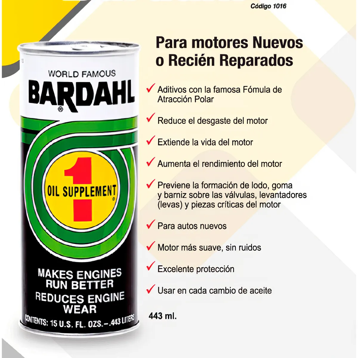 GENERICO - Aditivo Bardahl B-1 Menos Consumo de Aceite 443ml