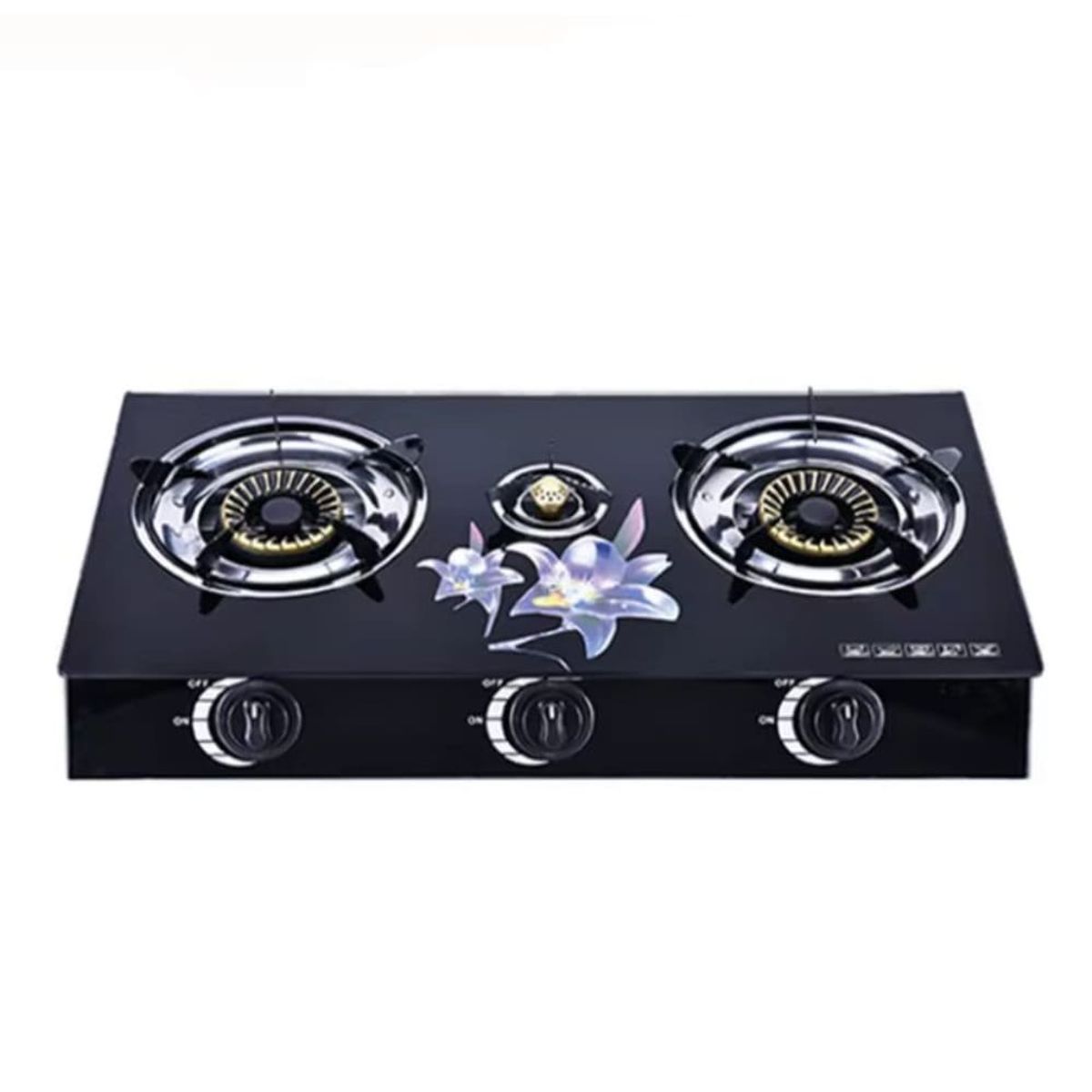 GENERICO - Cocina Gas 3 Hornillas Vidrio Templado Alta Potencia Diseño Moderno Elegante Compacta