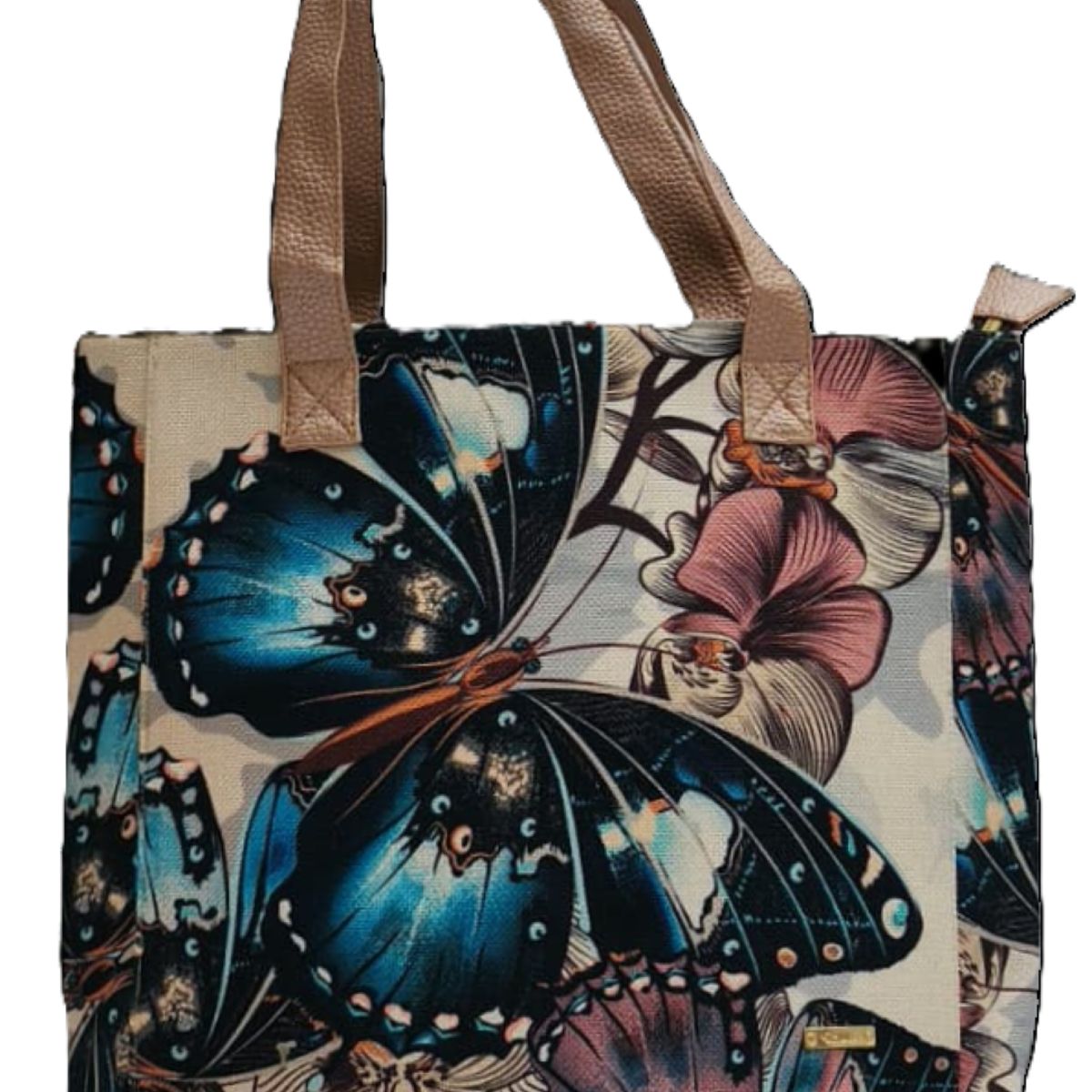 CHULA TULUM - CARTERA MODELO TOTE YUTE DISEÑO  MONARCA AZUL