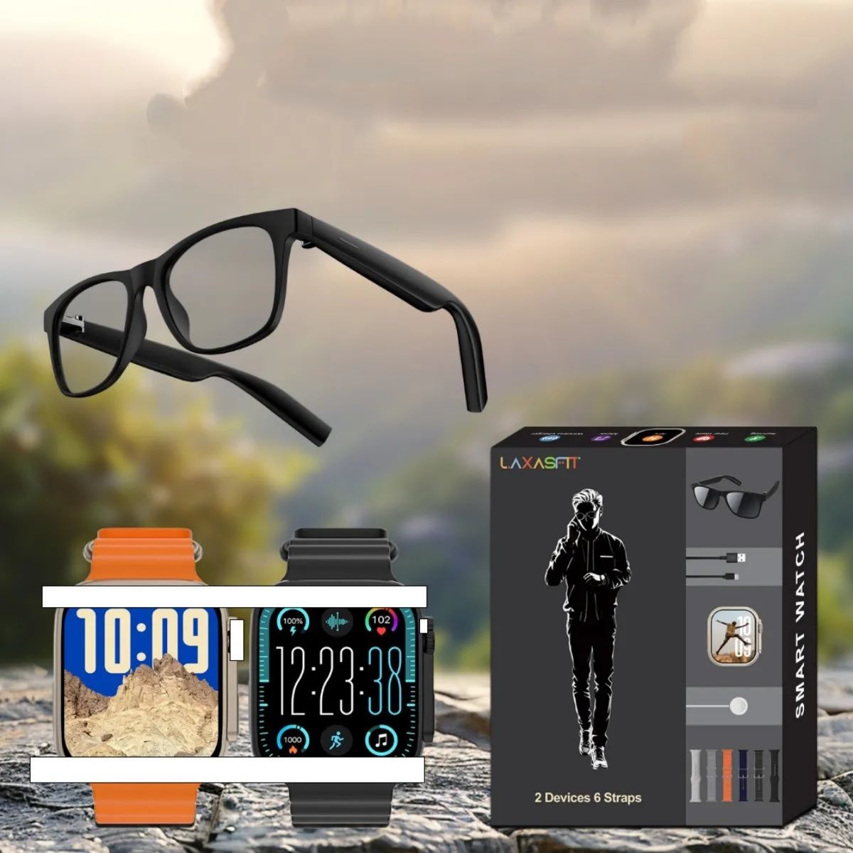 OEM - Smartwatch Set 6+2 Ultra Con Gafas Inteligentes y 6 Correas