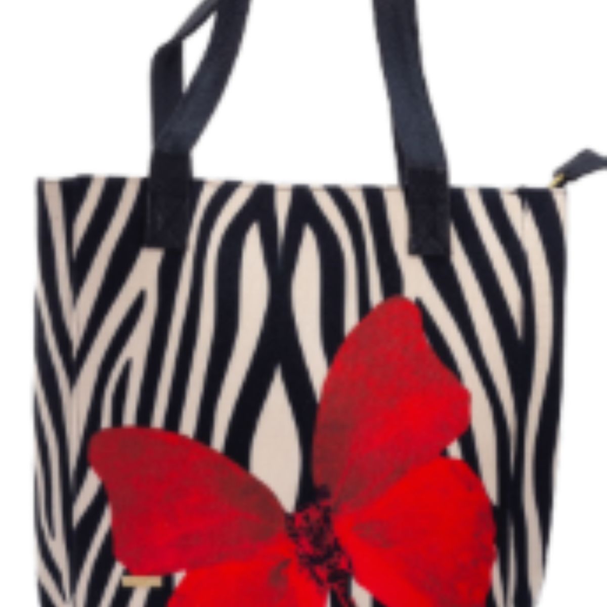 CHULA TULUM - CARTERA MODELO TOTE YUTE DISEÑO  ZEBRA MARIPOSA ROJA