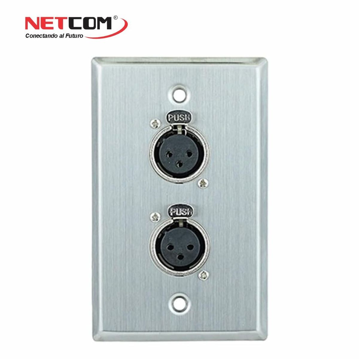 NETCOM - Placa de Pared Doble con 2 Conectores XLR Hembra de 3 Pines NETCOM Faceplate para Audio Profesional