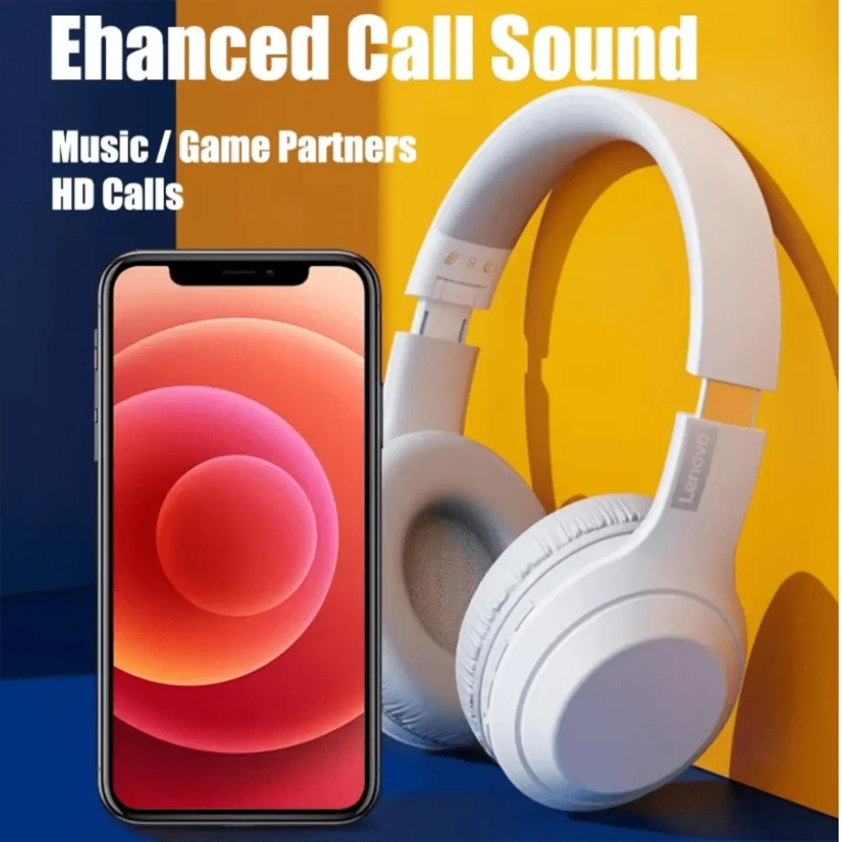 LENOVO - Audifono Lenovo TH10 Bluetooth Over Ear Blanco