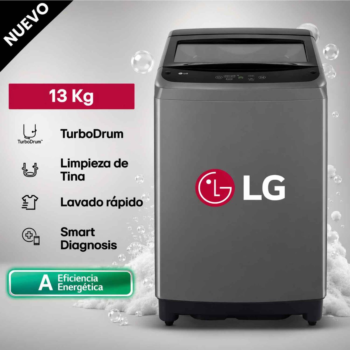 LG - Lavadora LG WT13BVTB 13Kg Smart Turbodrum Negro Claro