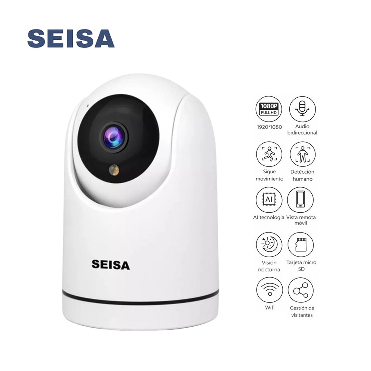 SEISA - Cámara Seguridad SEISA IPC-S042 WiFi 360° Full HD Blanca