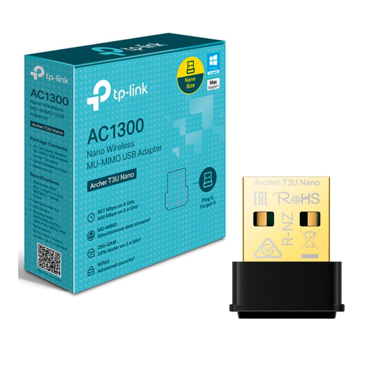 TP LINK - ADAPTADOR TP-LINK NANO USB MU-MIMO MINI AC1300 ARCHER T3U