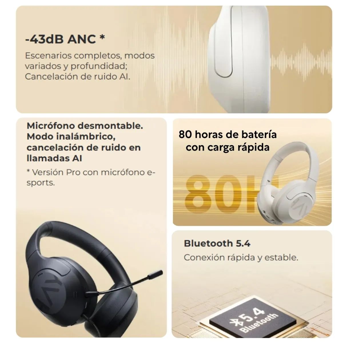HAYLOU - Audifono Inalambricos Haylou S30 Pro Gamer con Micrófono cancelación de ruido - BEIGE