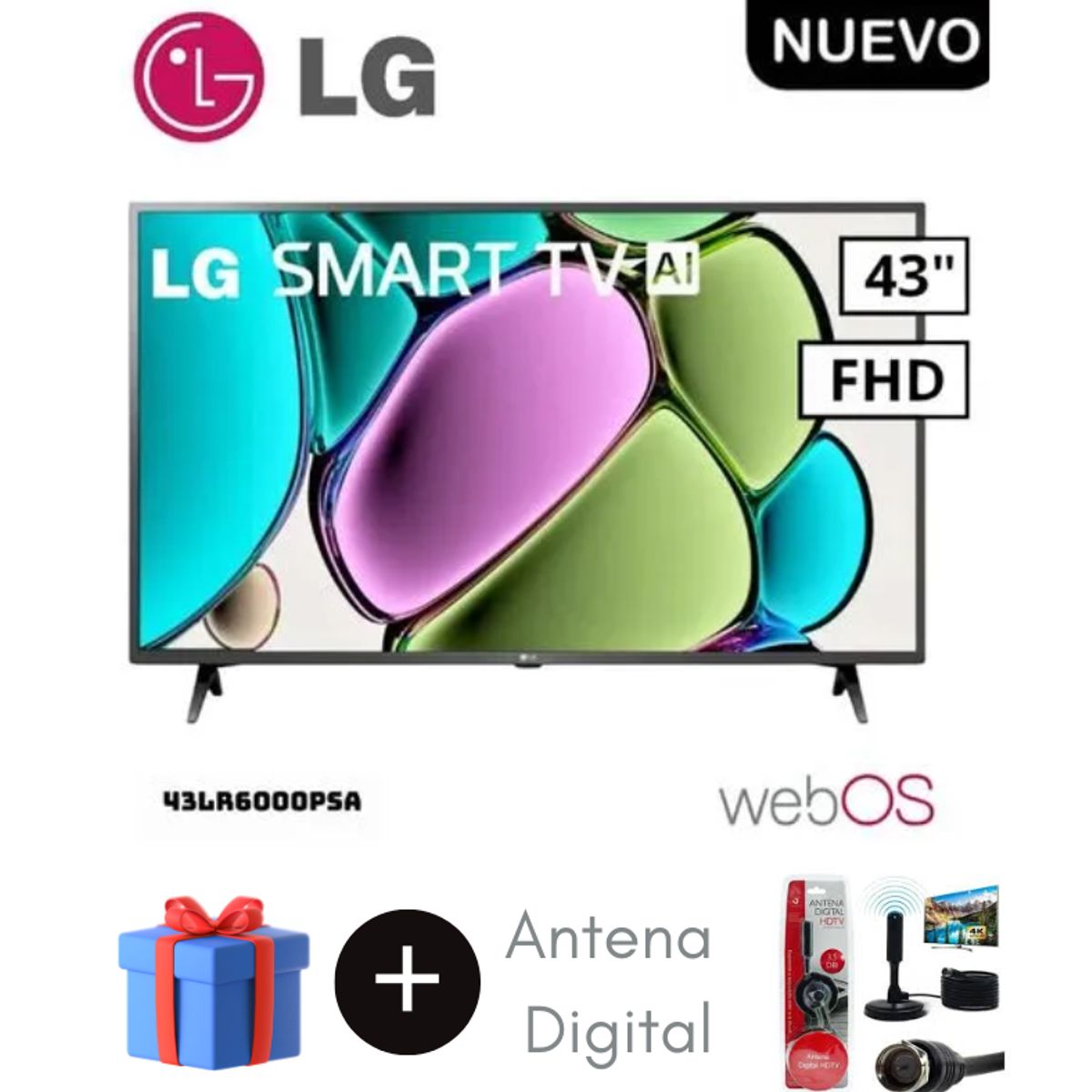 LG - Televisor LG 43 FHD Smart TV AI 43LR6000PSA + Antena Digital