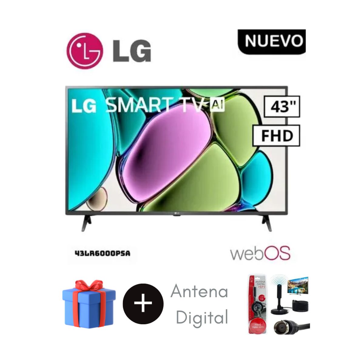 LG - Televisor LG 43 FHD Smart TV AI 43LR6000PSA + Antena Digital
