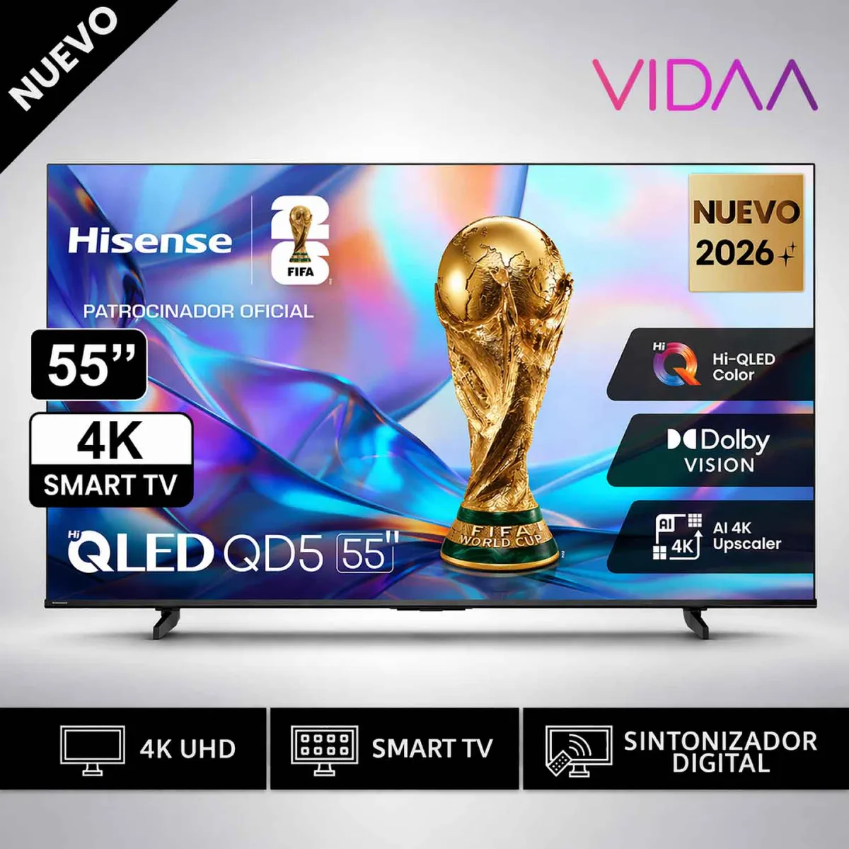 HISENSE - Televisor Hisense Smart TV 55 QLED 4K UHD 55QD5SV