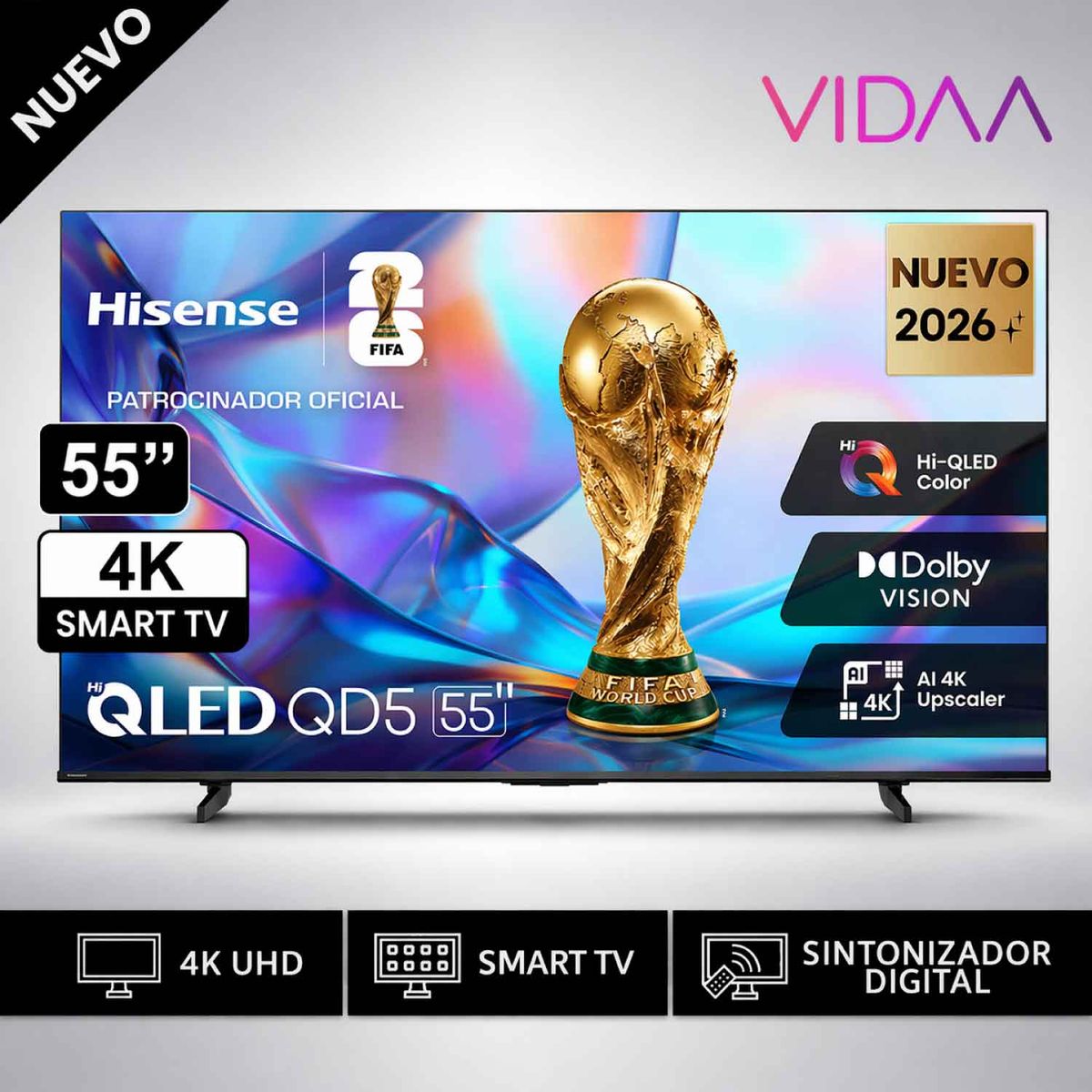 HISENSE - Televisor Hisense Smart TV 55 QLED 4K UHD 55QD5SV