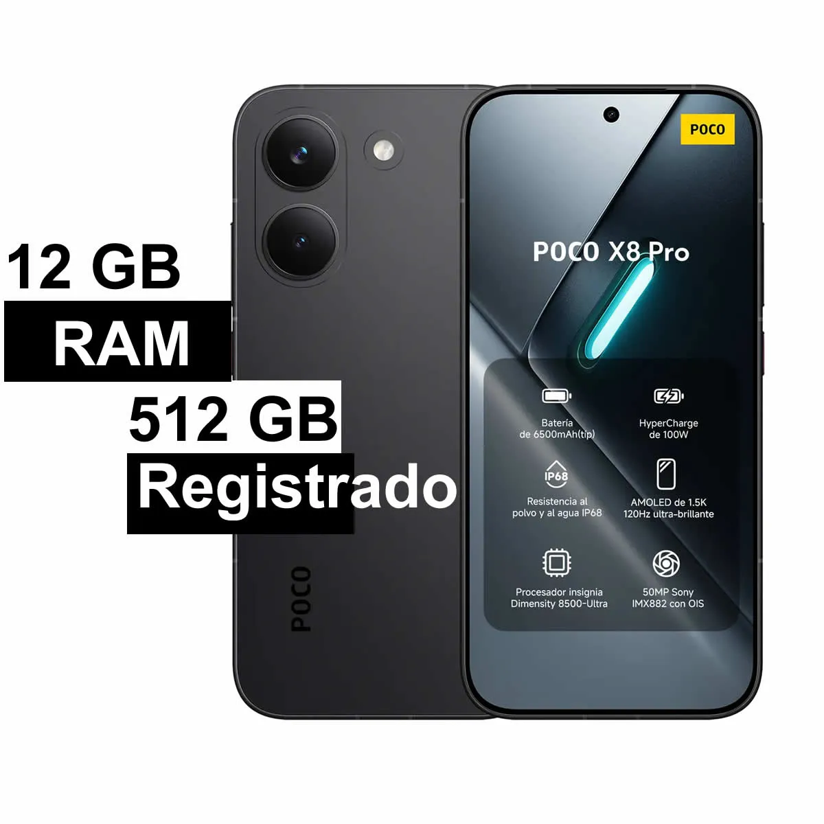 XIAOMI - POCO X8 Pro Negro 12 GB RAM + 512 GB ALMACENAMIENTO REGISTRADO