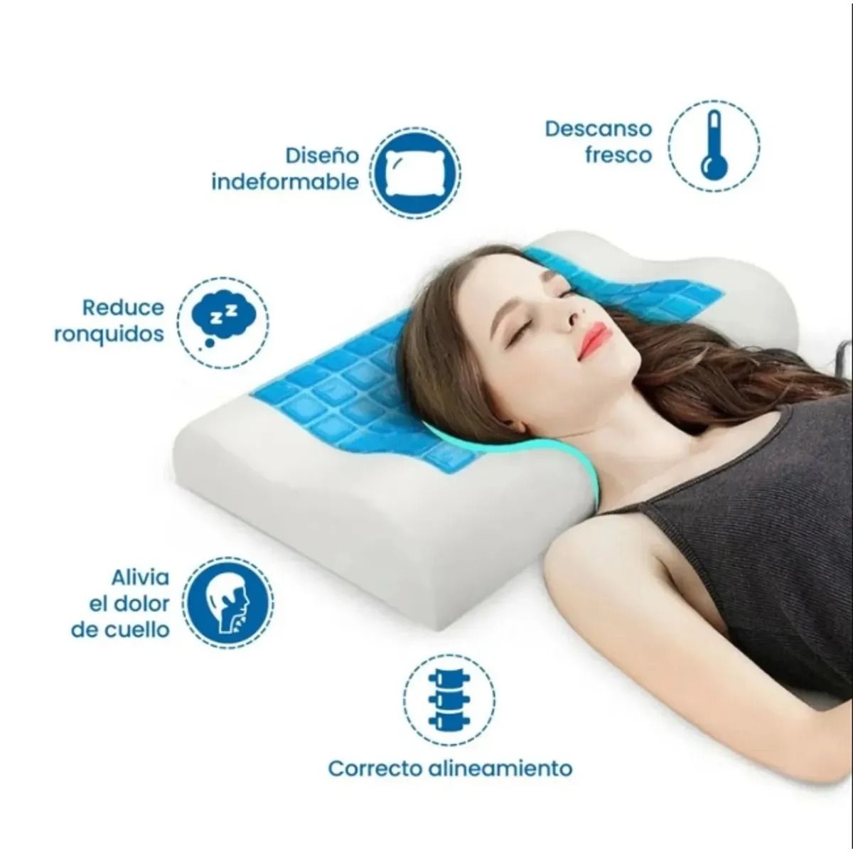 OEM - PACK DE 02 Almohadas Viscoelastica Cervical  de Gel Ortopedico