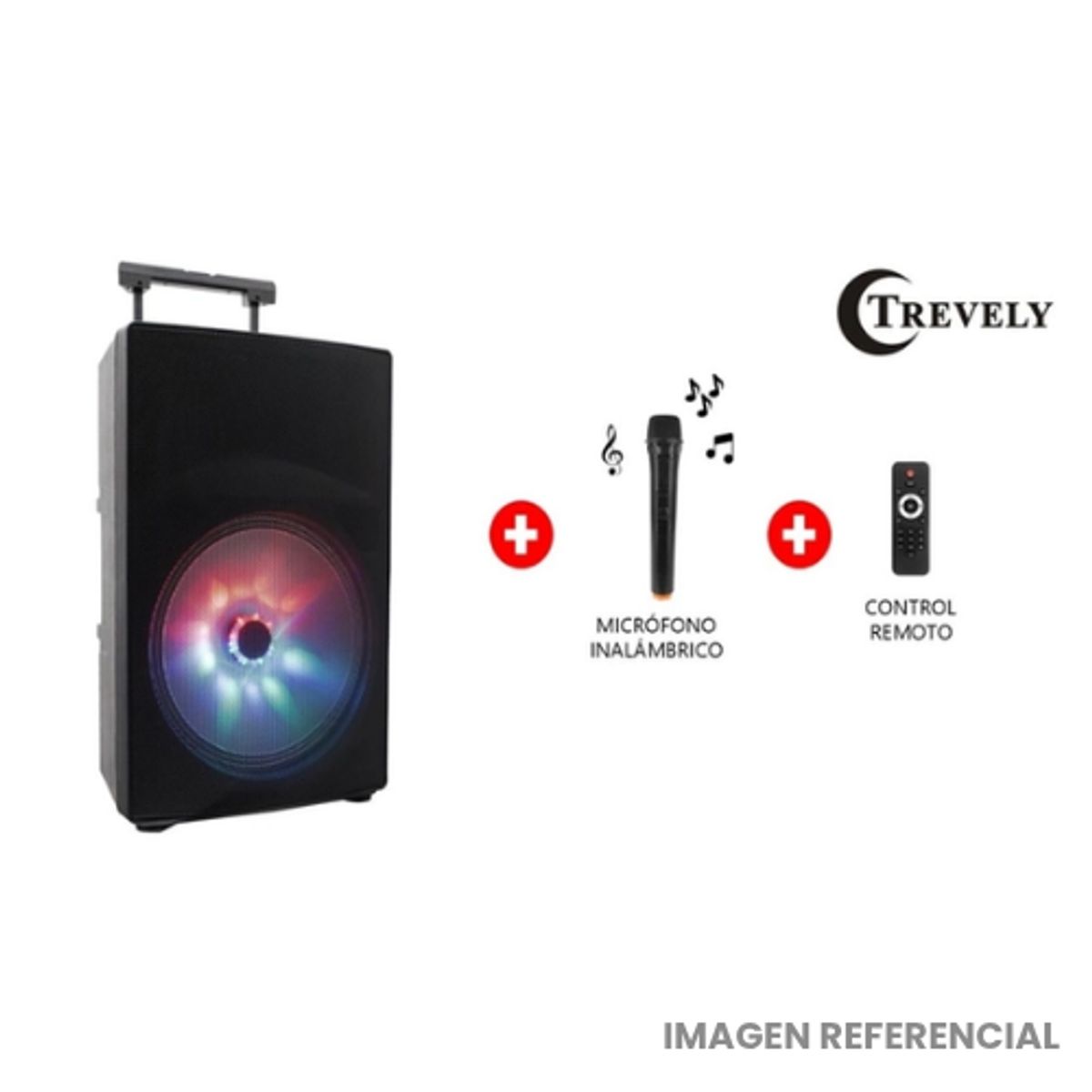 TREVELY - Parlante Profesional Recargable Trevely TA-1584 de 15 con Trípode y Bluetooth