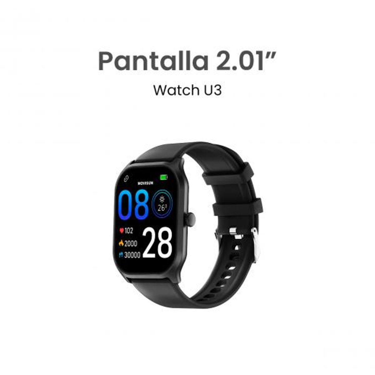 MOVISUN - Smartwatch MOVISUN Watch U3 – 2.01 pulgadas TFT, Llamadas Bluetooth, IP67, Ritmo Cardíaco, Deportes, Notificaciones