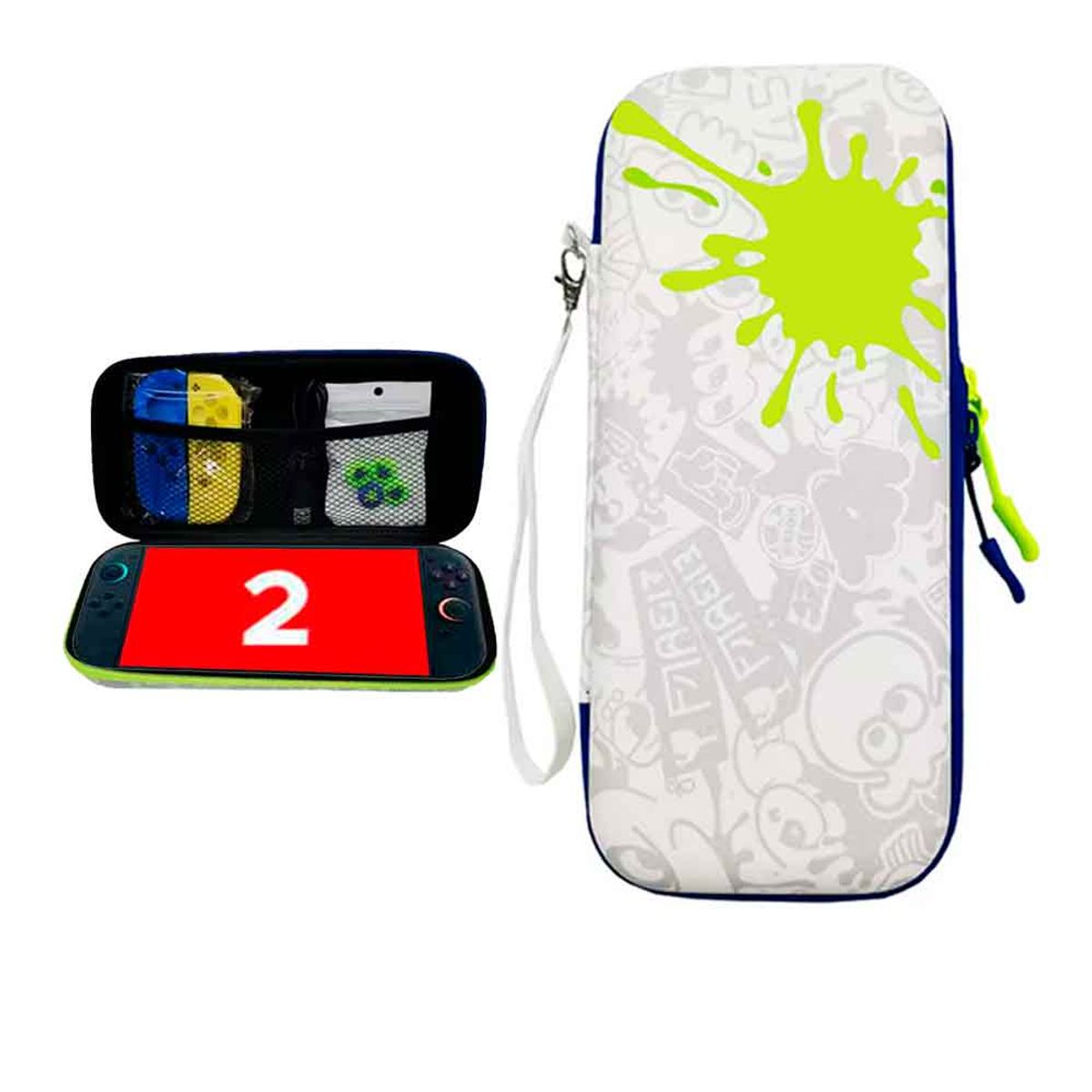 VARIOS - Estuche para Nintendo Switch 2 Rígido Eva con Sujetador Splatoon Blanco/Gris