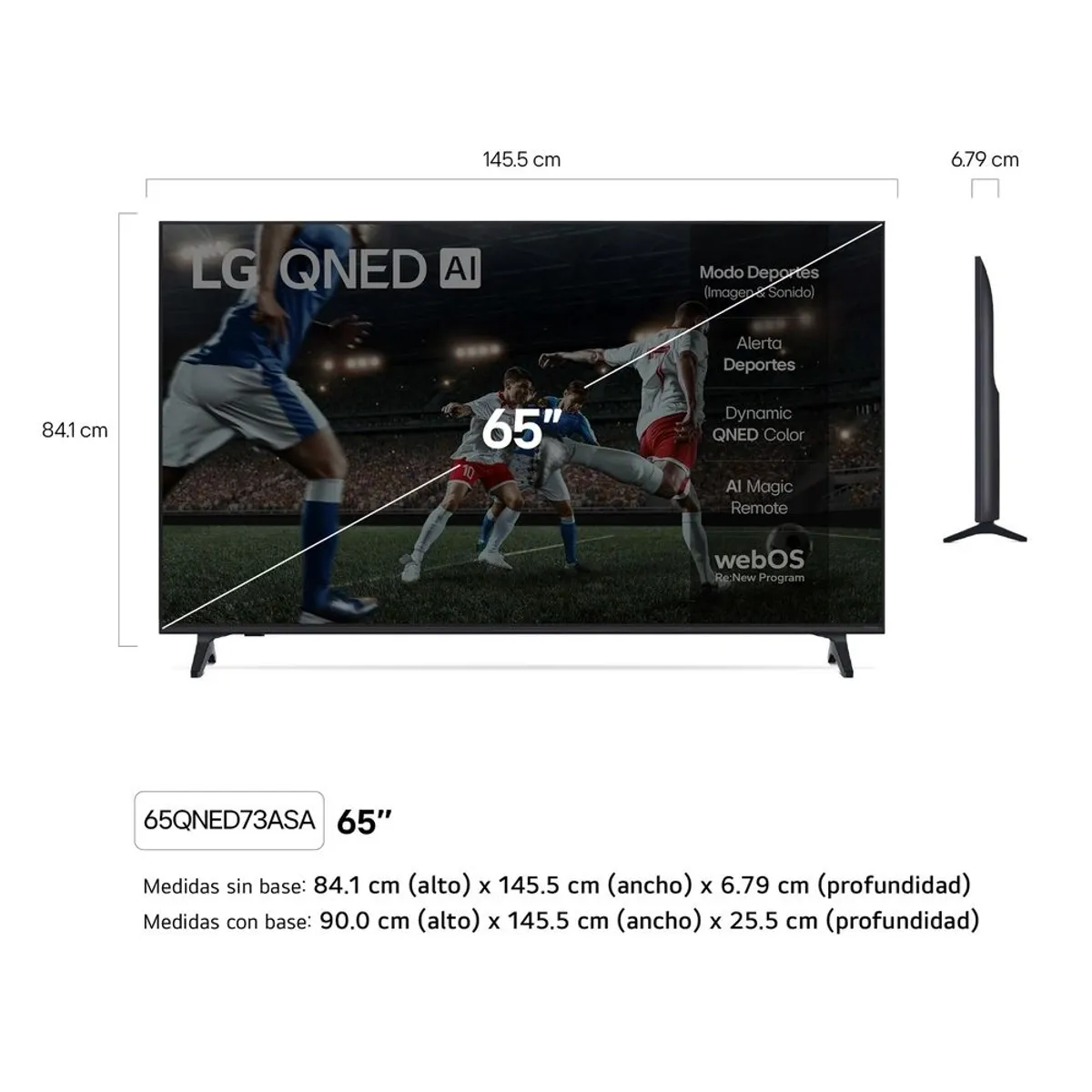 Televisor LG 65 QNED 4k ThinQ Ai 65QNED73ASA Smart TV 2026, marca LG - Foto 2