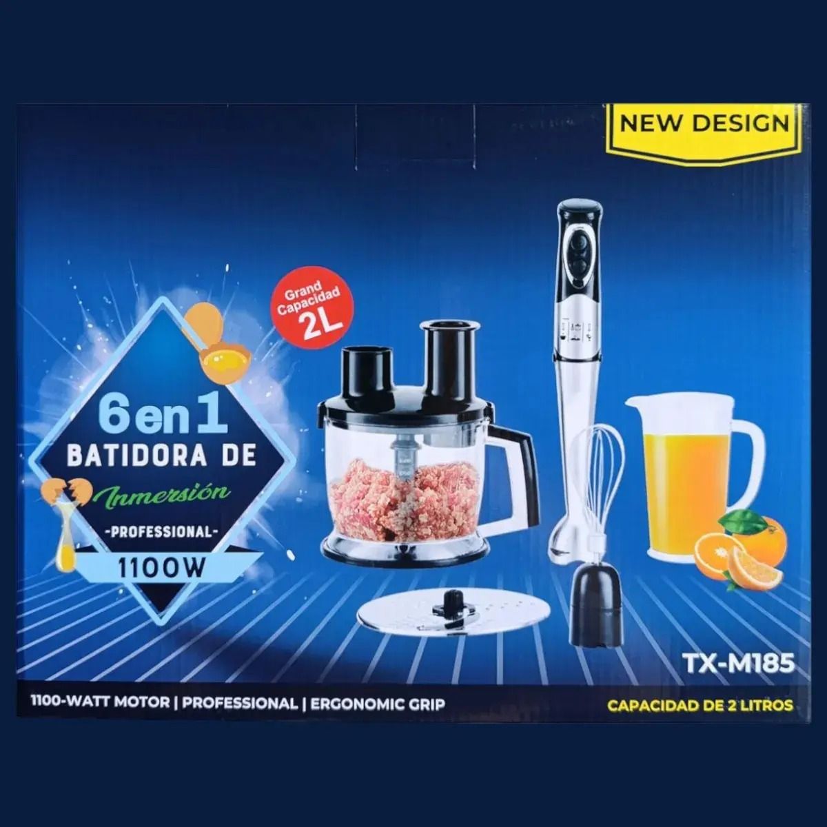 GENERICO - Batidora de Inmersión 6 en 1 1100W Multifuncional con Procesador 2L