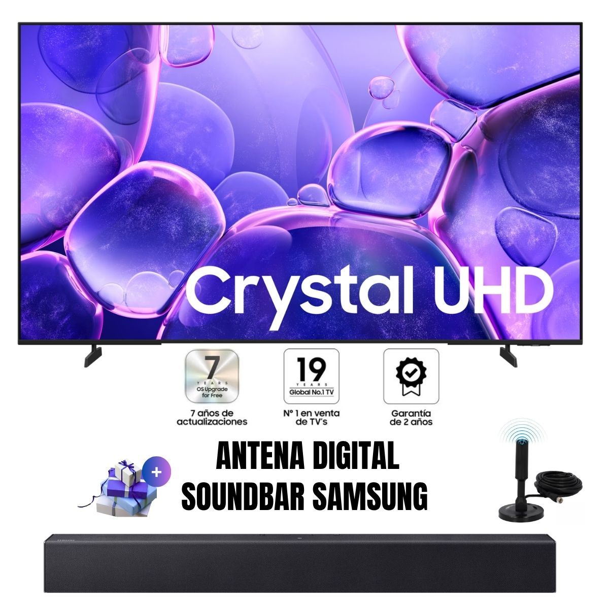 SAMSUNG - Televisor SAMSUNG 75 Crystal UHD 4K UN75U8000FGXPE + Ant + Soundbar Samsung