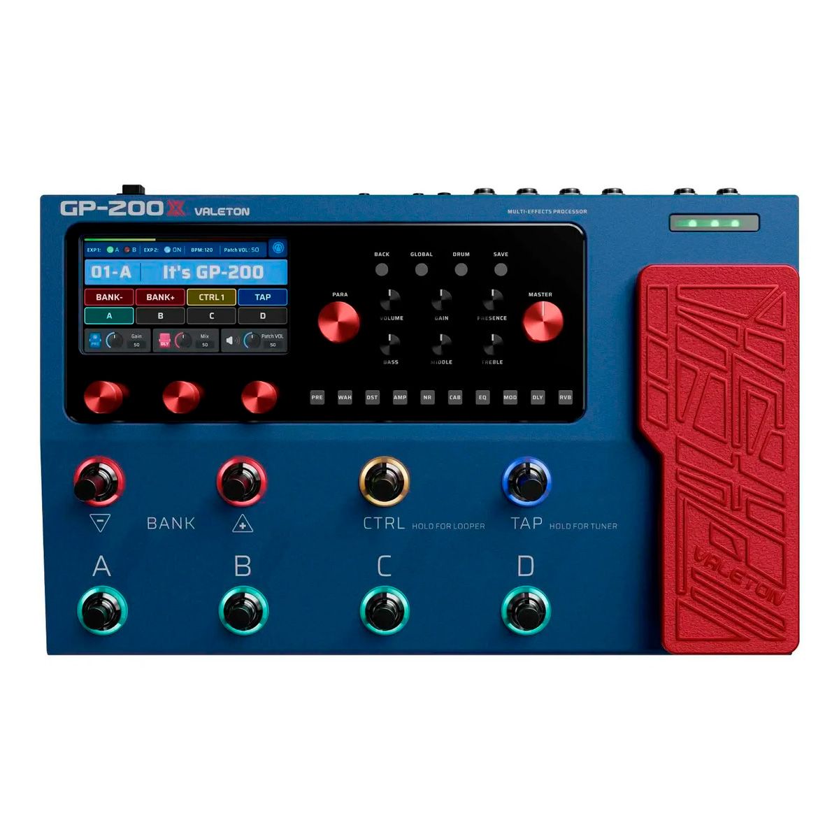 VALETON - Pedalera Para Guitarra Eléctrica Valeton GP200X Azul Con Pedal Expresión