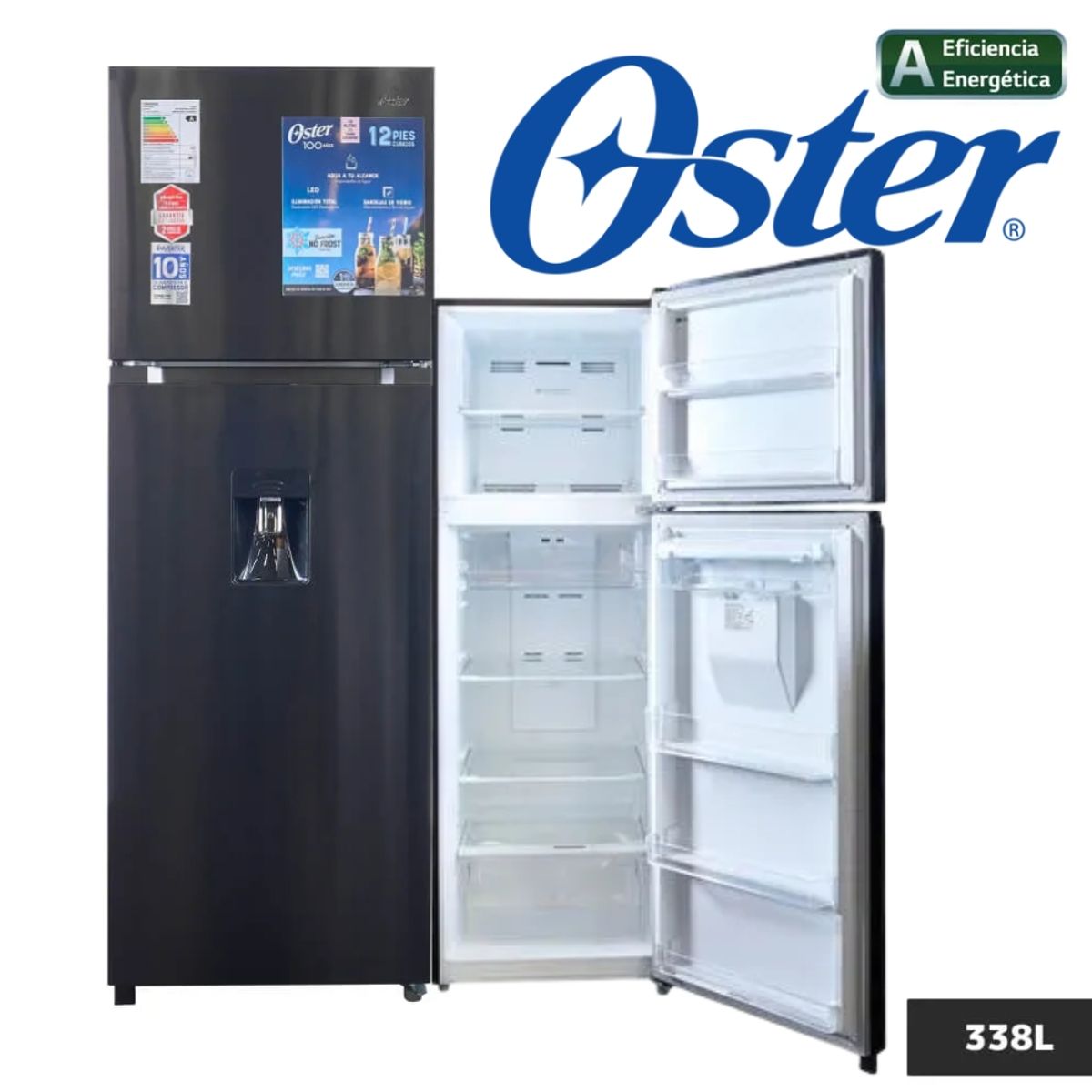 OSTER - REFRIGERADOR OSTER 338LT COLOR NEGRO MODELO PNFMI1202BDI