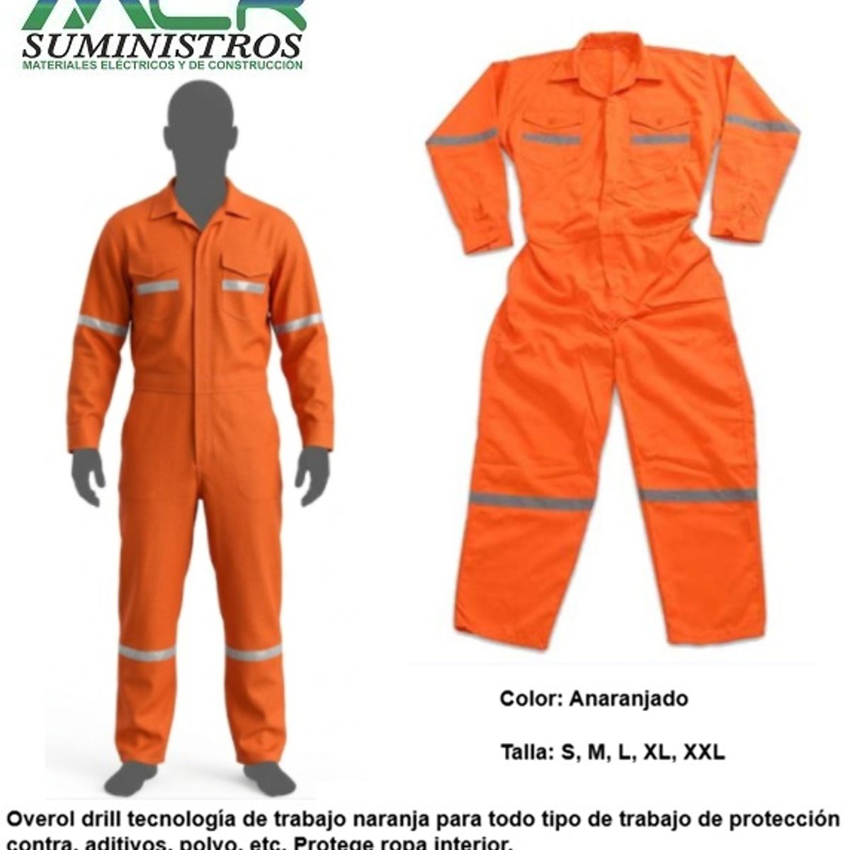 GENERICO - OVEROL DE SEGURIDAD DRILL - VARIEDAD DE TALLAS Y COLORES.