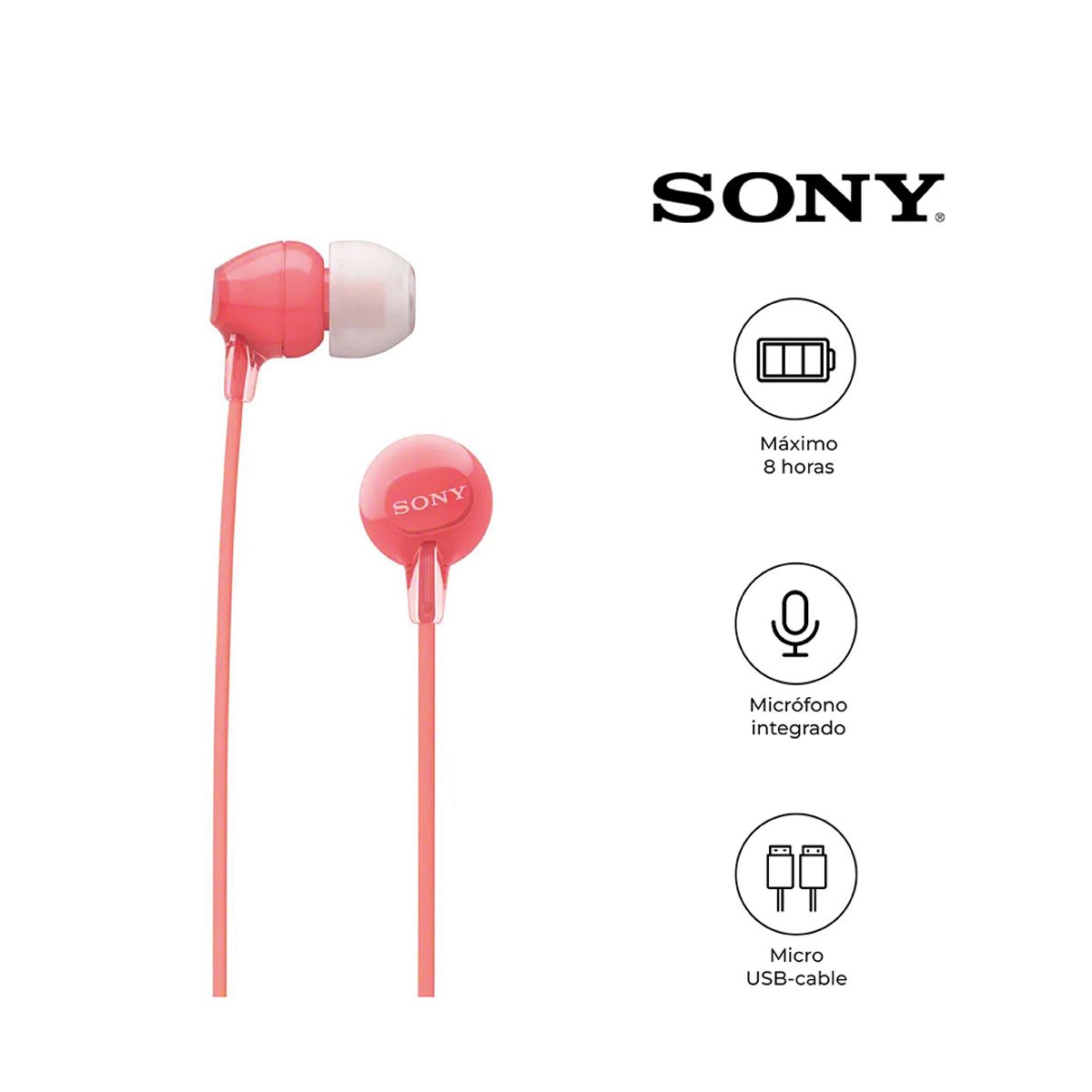 SONY - Audífonos Sony Bluetooth  Wireless Wi C300 Batería 8Hrs Rojo