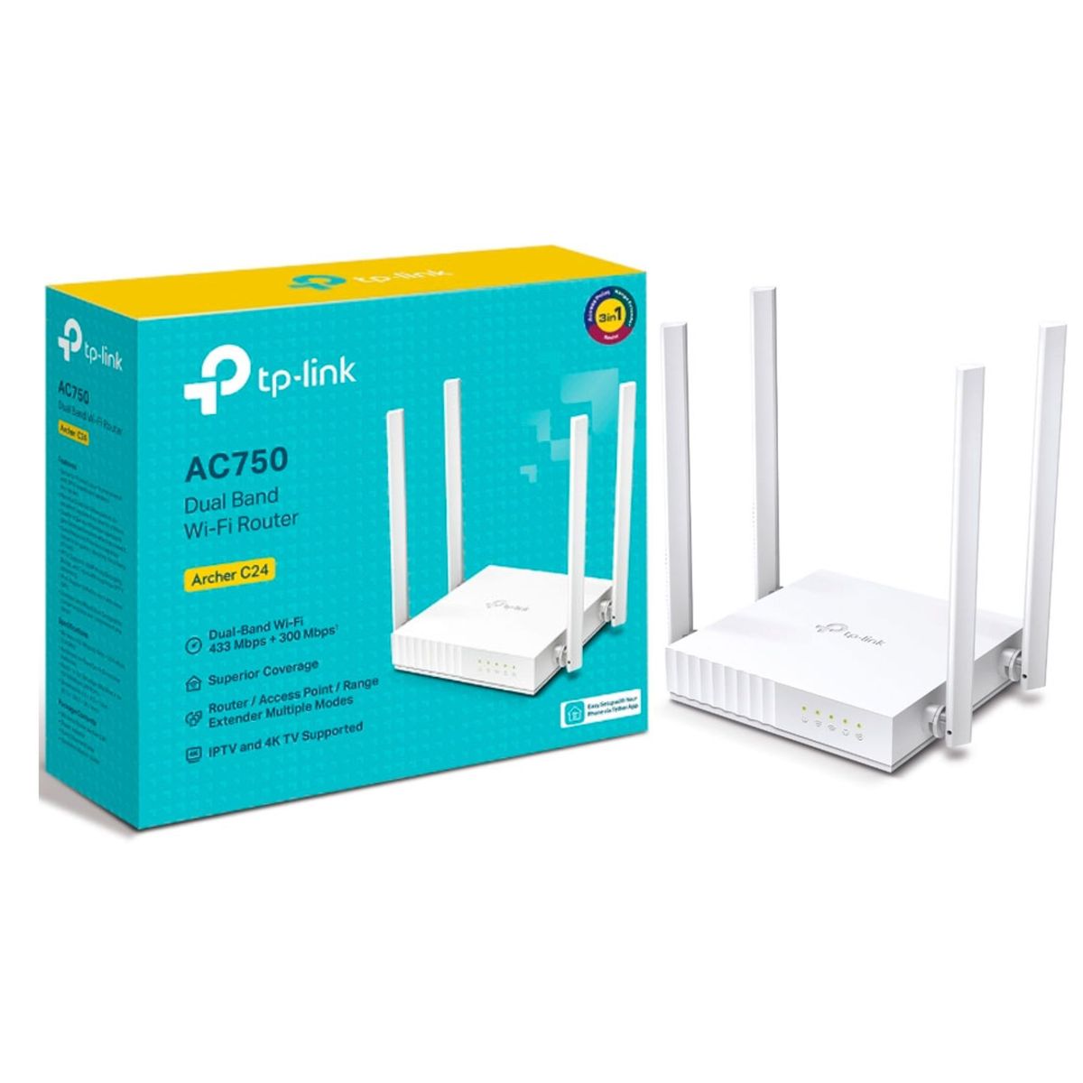 TP LINK - ROUTER TP-LINK AC750 DOBLE BANDA ARCHER C24