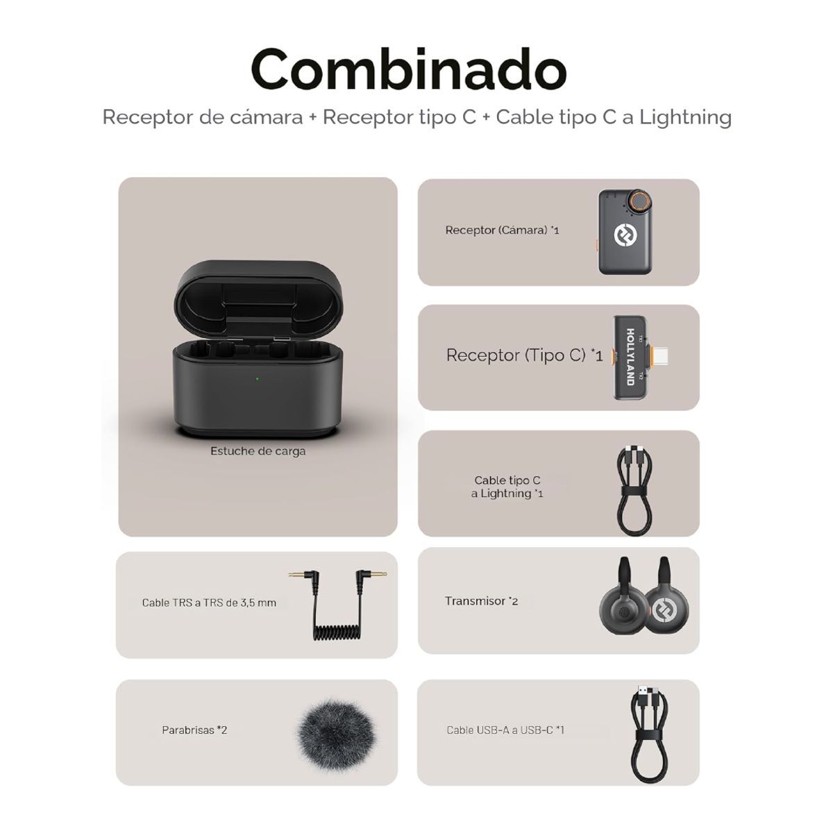 GENERICO - Micrófono Inalámbrico Hollyland Lark M2S Combo