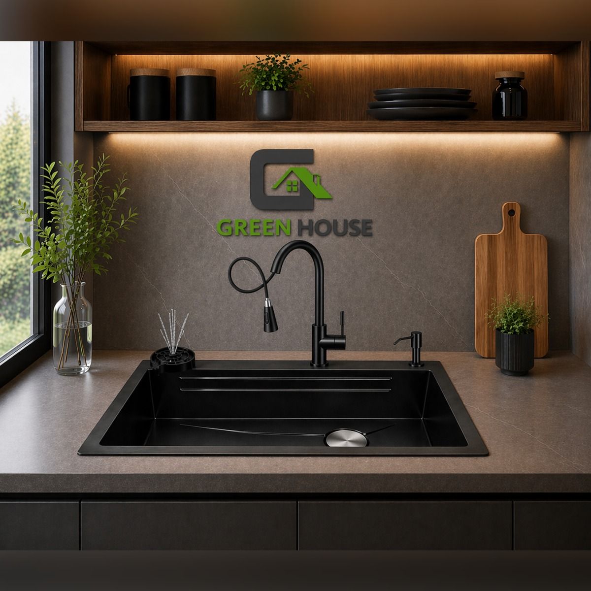 GREEN - COMBO LAVADERO 75X45 PANAL ANTIRAYADURAS + MEZCLADORA EXTRAIBLE EXTRAIBLE