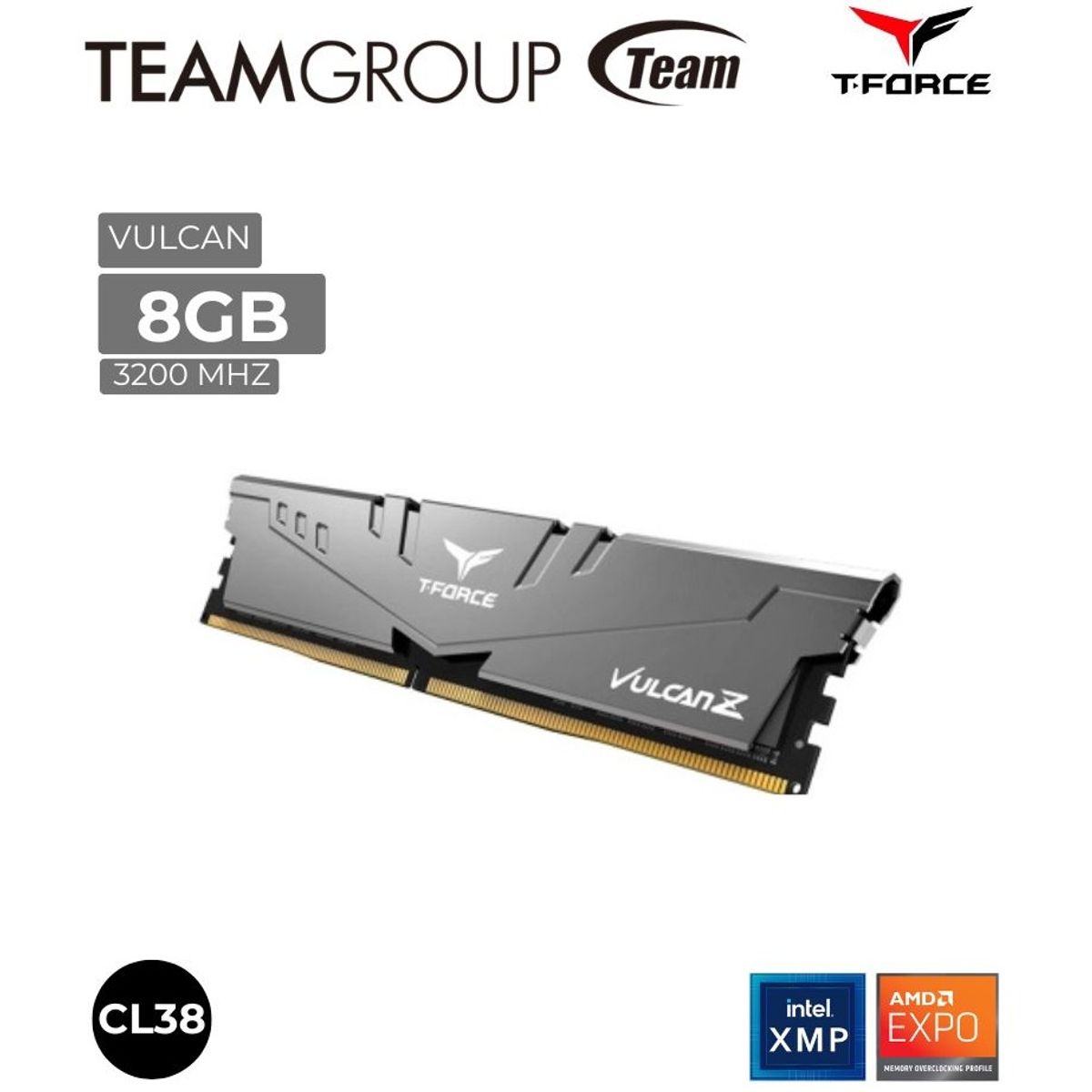 TEAMGROUP - MEMORIA RAM 8GB TFORCE VULCAN Z GRIS 3200 MHZ DDR4 TEAMGROUP