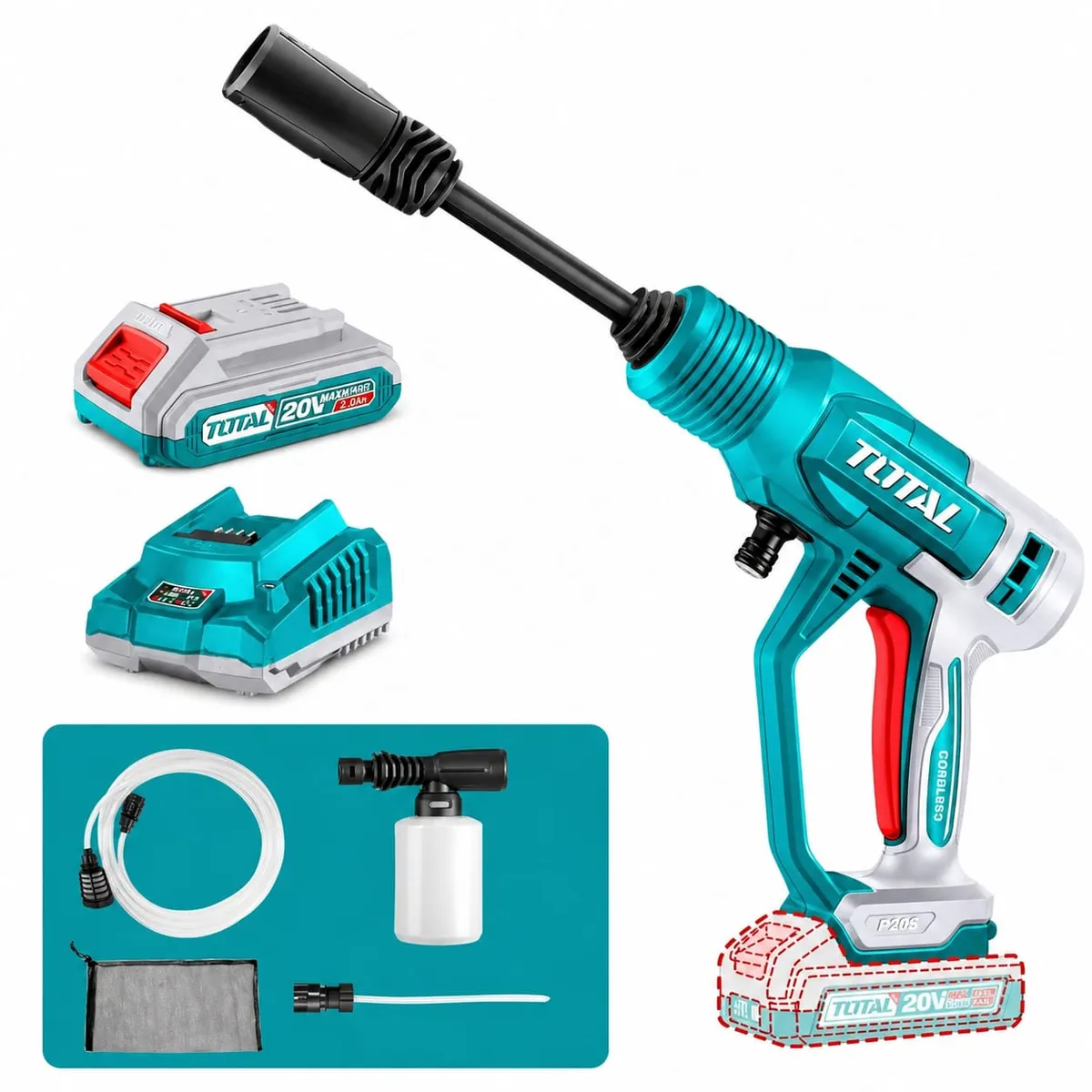 Hidrolavadora Inalámbrica TOTAL 20V 1 Batería y Cargador TPWLI20362, marca Total Tools - Foto Principal