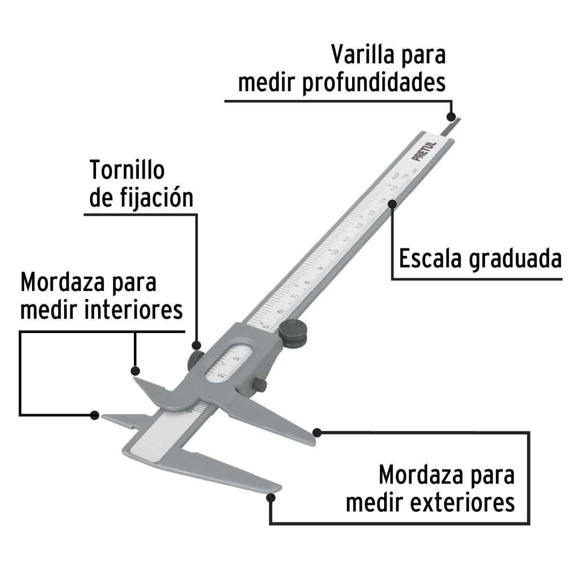 PRETUL - Calibrador Vernier Analógico 150MM PRETUL ACERO INOX