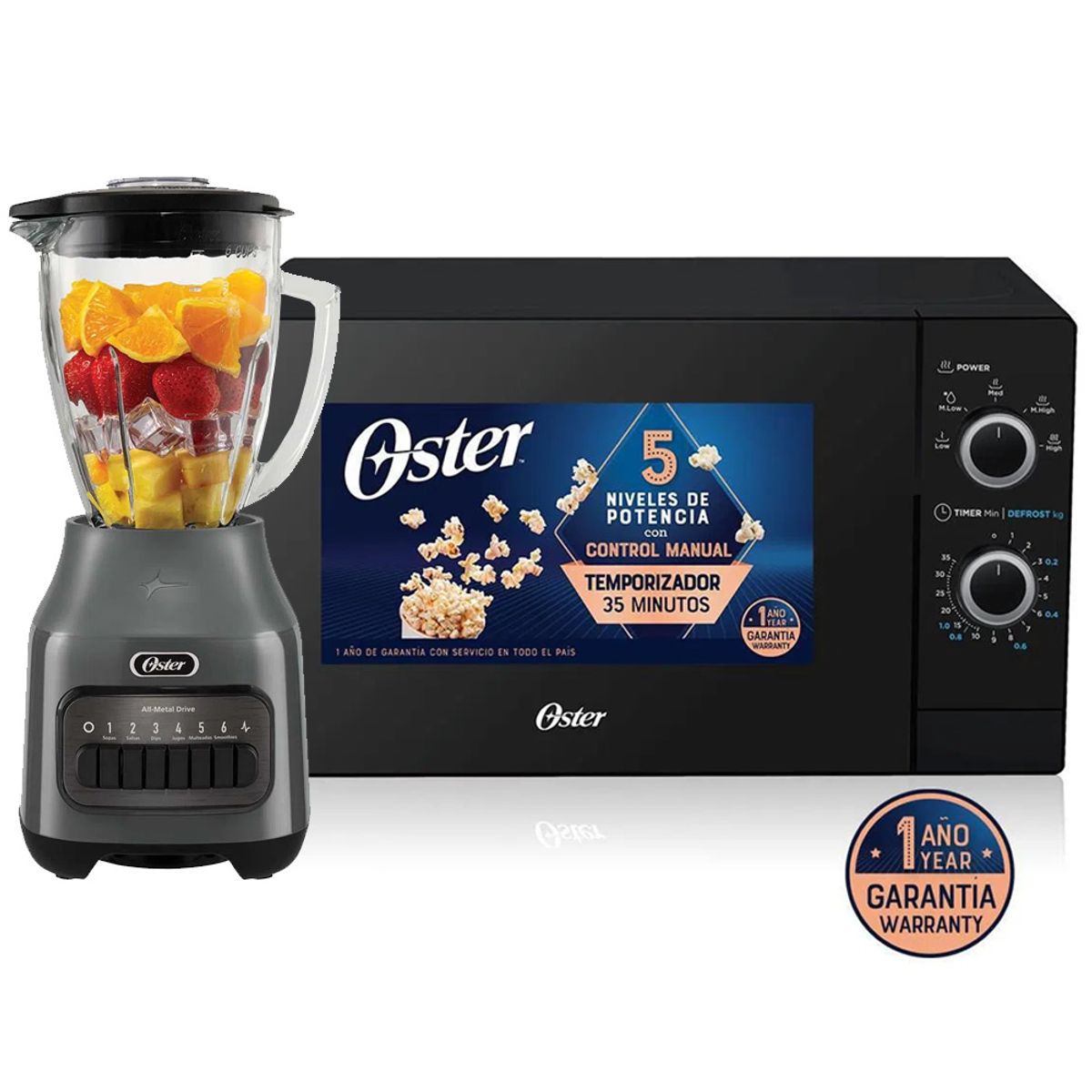 OSTER - Combo Licuadora Oster 6 Velocidades BLSTPEG-GPB màs Horno Microondas 20 Litros POGM3702