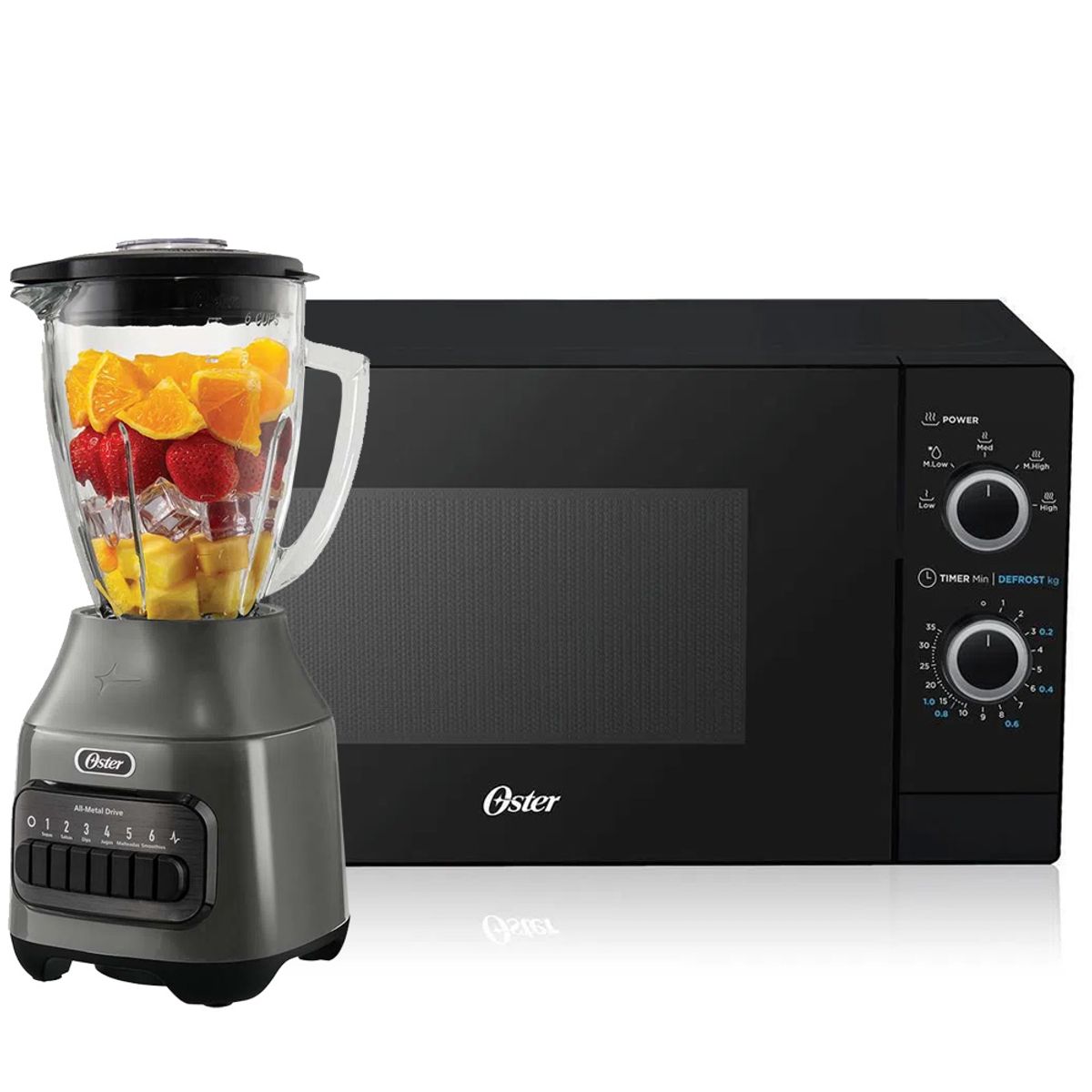 OSTER - Combo Licuadora Oster 6 Velocidades BLSTPEG-GPB màs Horno Microondas 20 Litros POGM3702