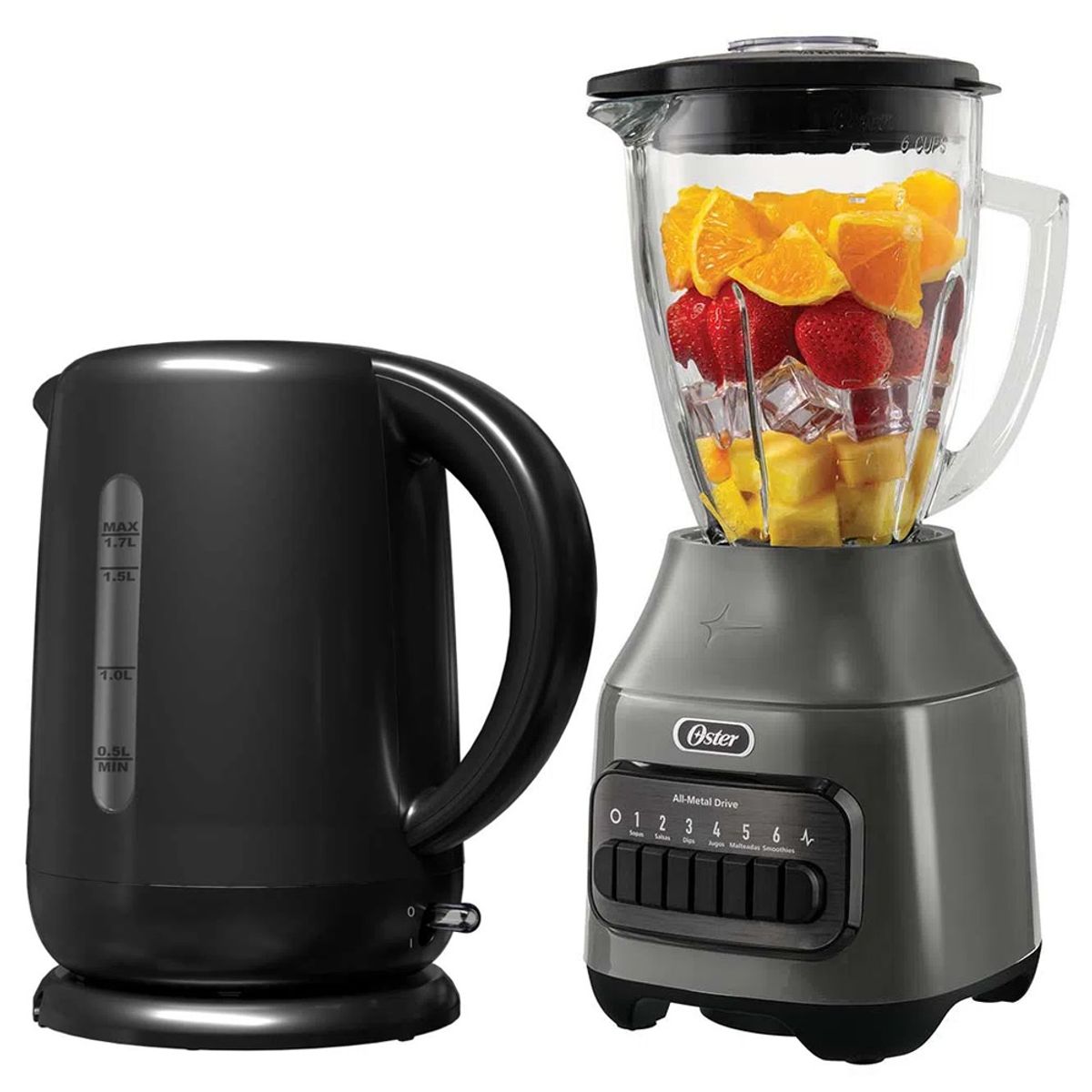 OSTER - Combo Oster Licuadora BLSTPEG-GPB 1.5 Litros + Hervidor Eléctrico 1.7 Litros