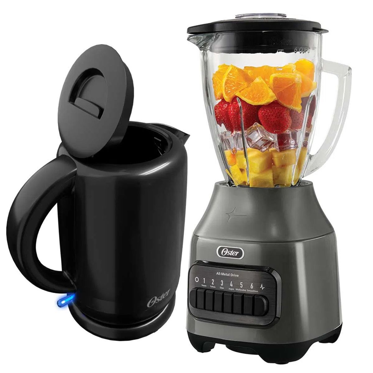 OSTER - Combo Oster Licuadora BLSTPEG-GPB 1.5 Litros + Hervidor Eléctrico 1.7 Litros
