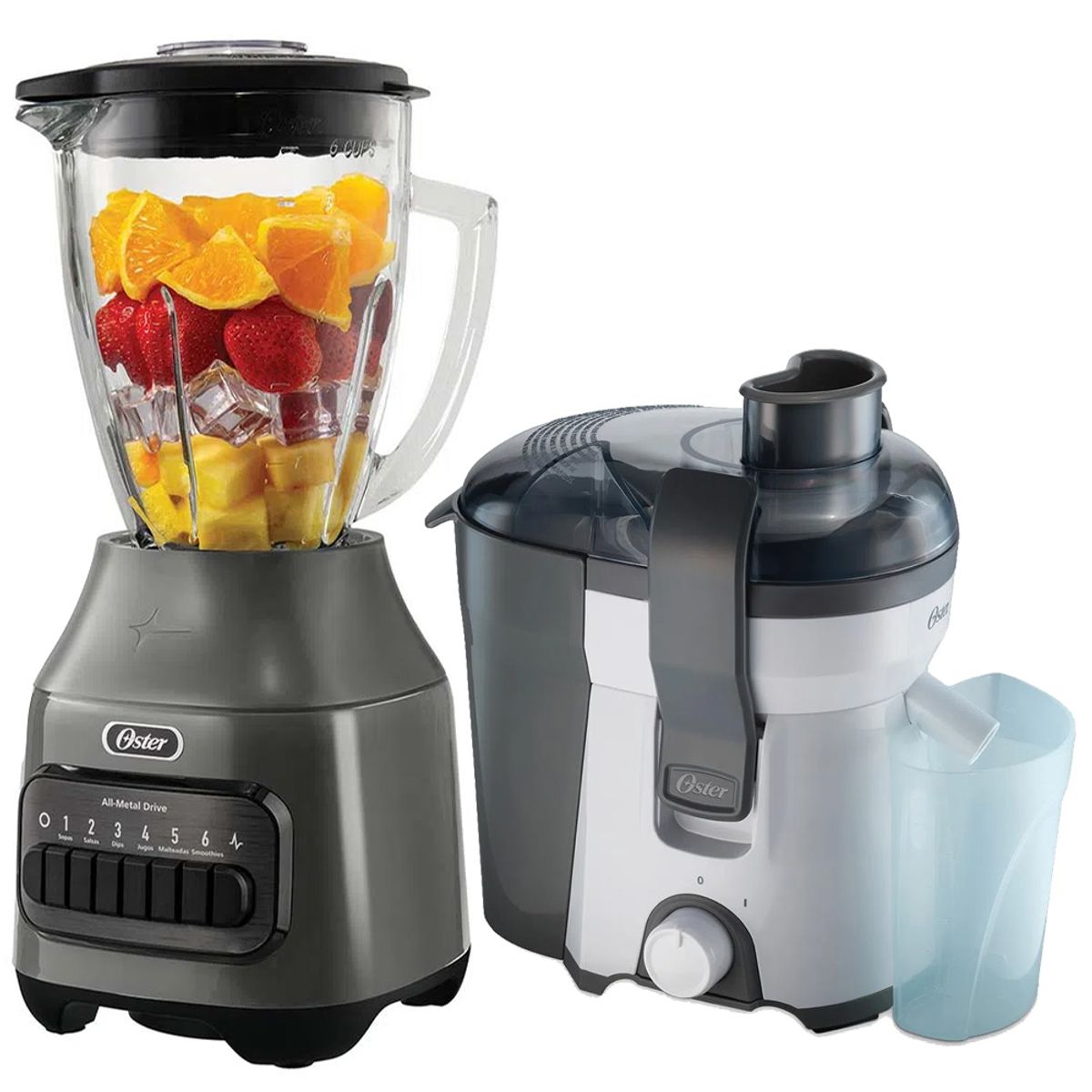 OSTER - Combo Oster Licuadora BLSTPEG-GPB 1.5 Litros 6 Velocidades+Extractor De Jugos