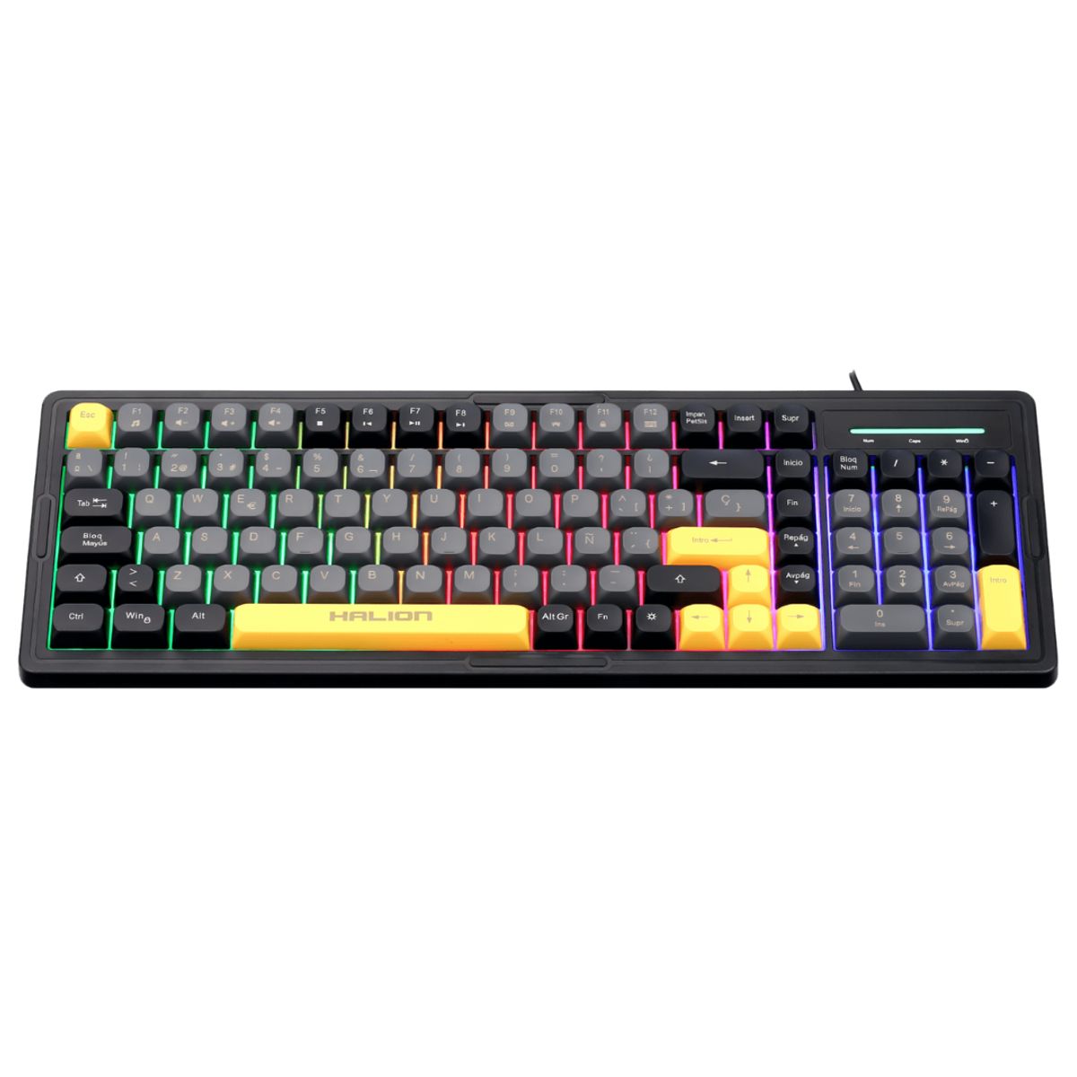 HALION - KIT GAMER 2 EN 1 HALION COBRA K426C TRICOLOR 101 TEC NG/NARANJA MOUSE RGB