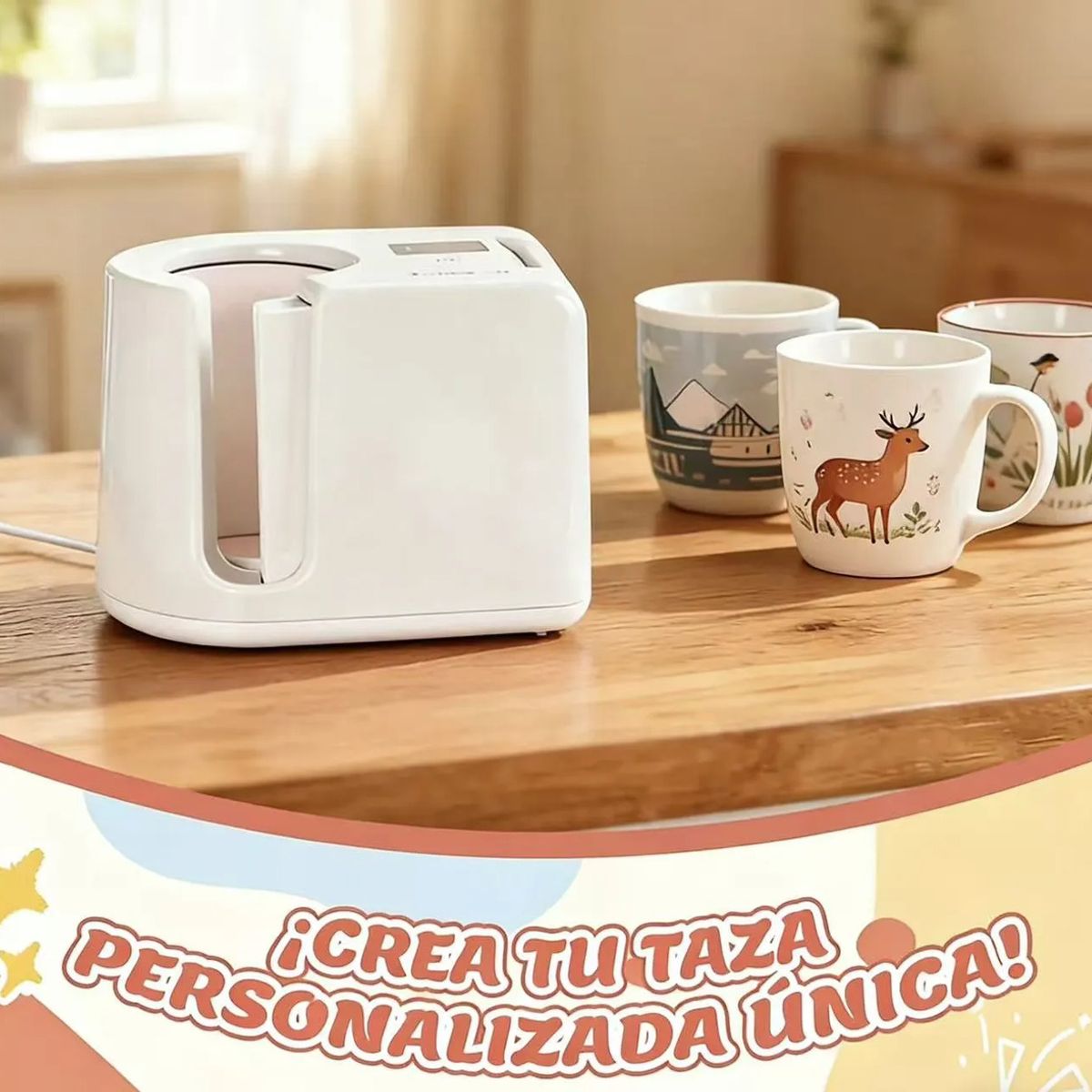 U BUY - Máquina Sublimadora Tazas  Semiautomática 600w Blanca Rosa