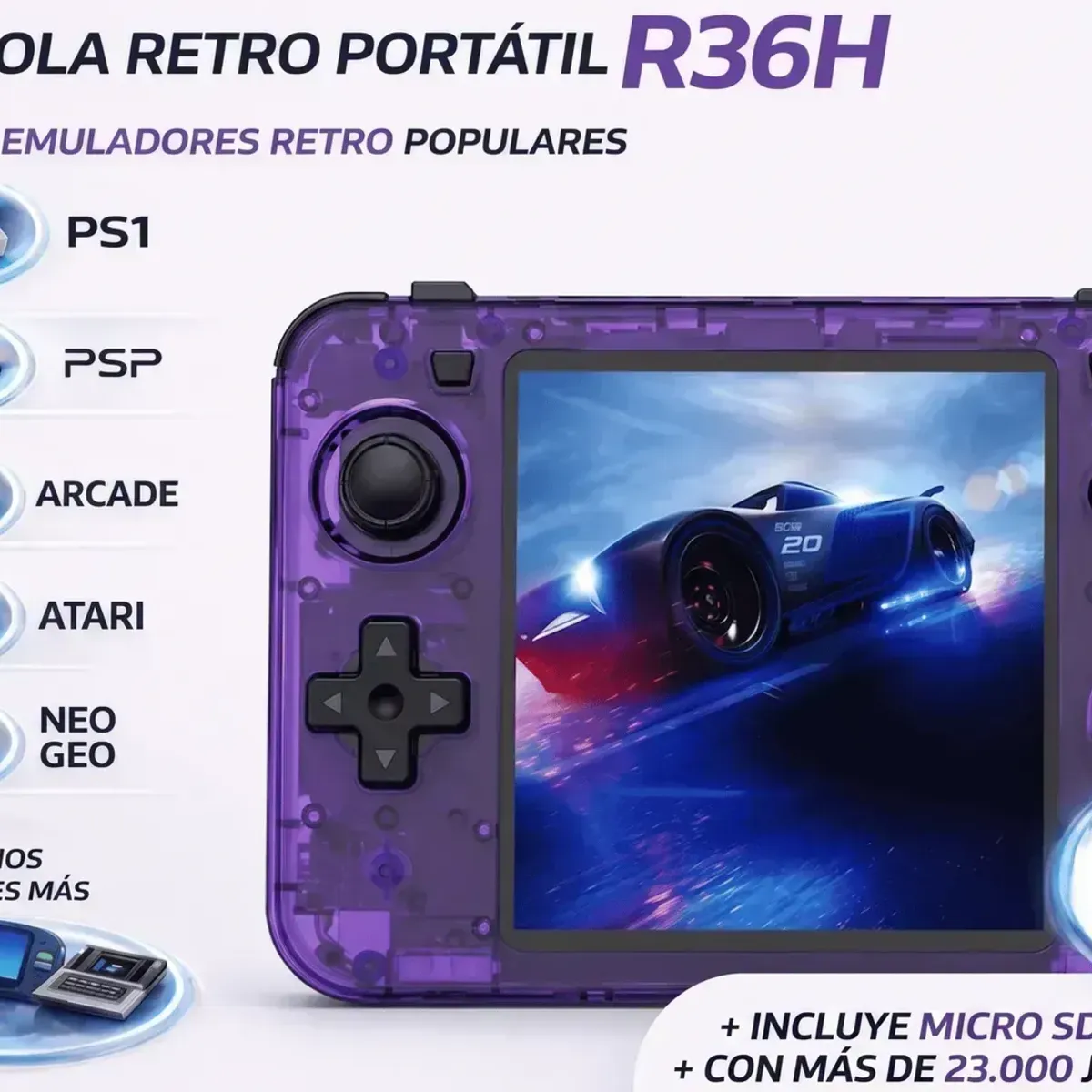 Consola Portatil Retro R36H 128GB Purpura GENERICO | Falabella Perú