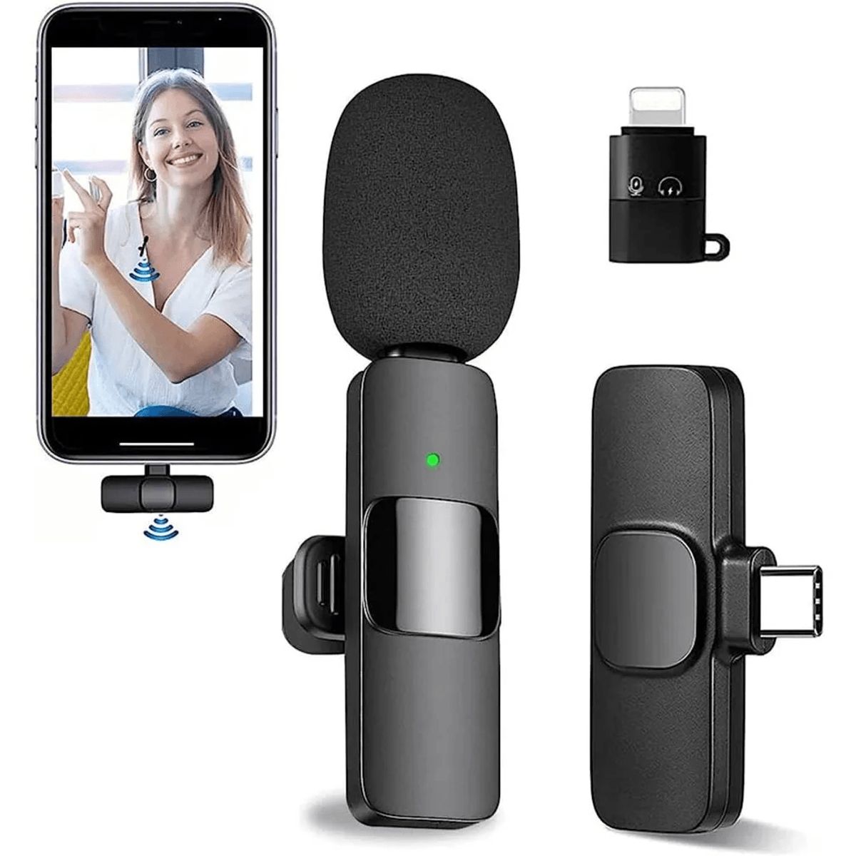 OEM - Microfono Inalambrico K10 Pro Tipo C con Adaptadfor Iphone