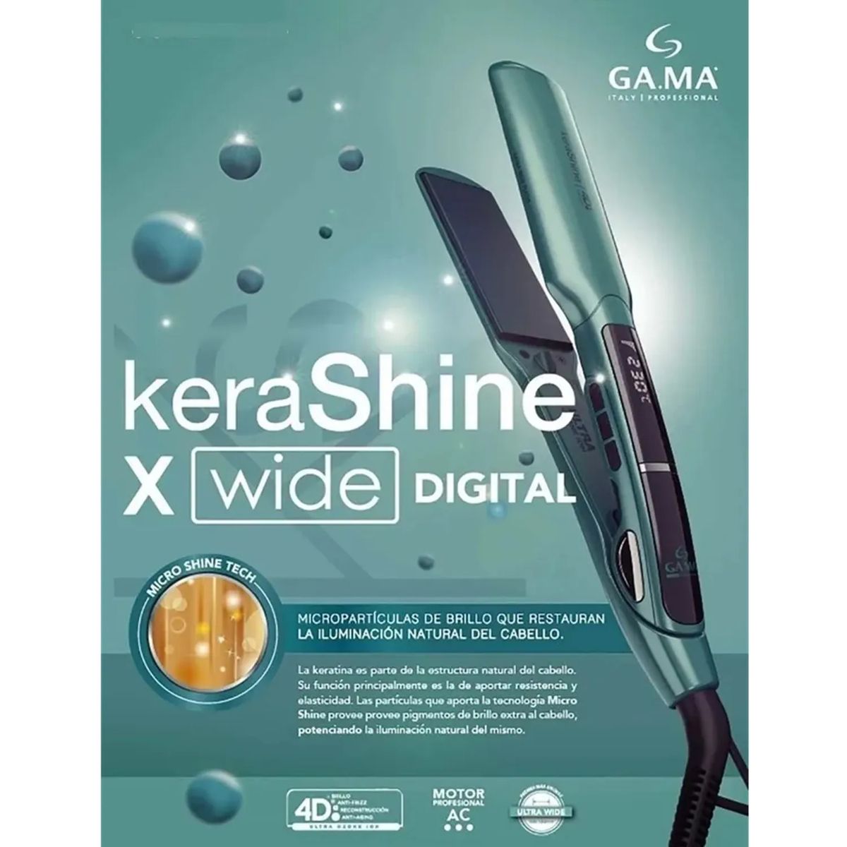 Plancha de Cabello X-wide Gama 4D Kerashine BECHS0000002129, marca Gama - Foto 2